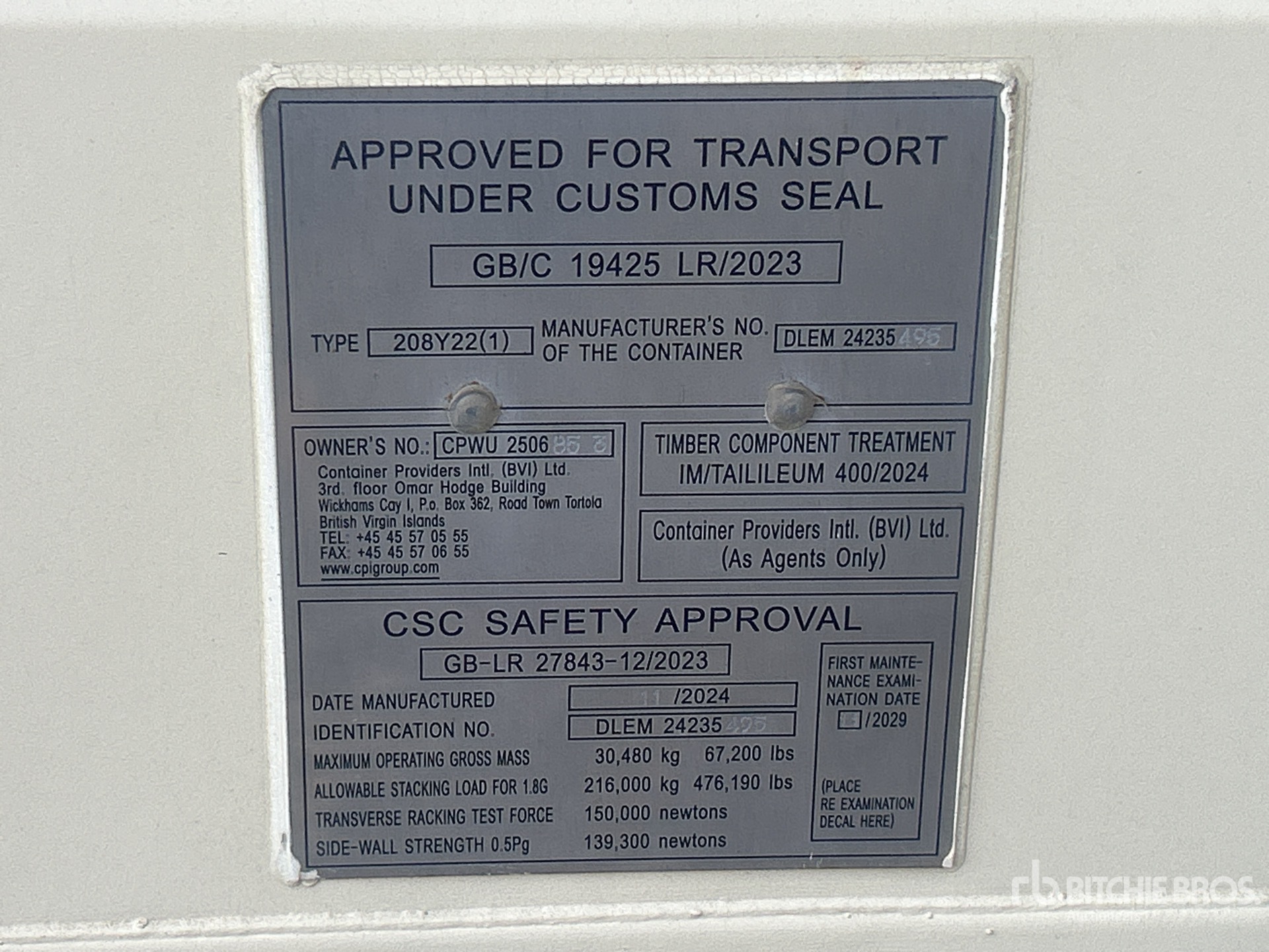 General Appearance with Serial Number / VIN