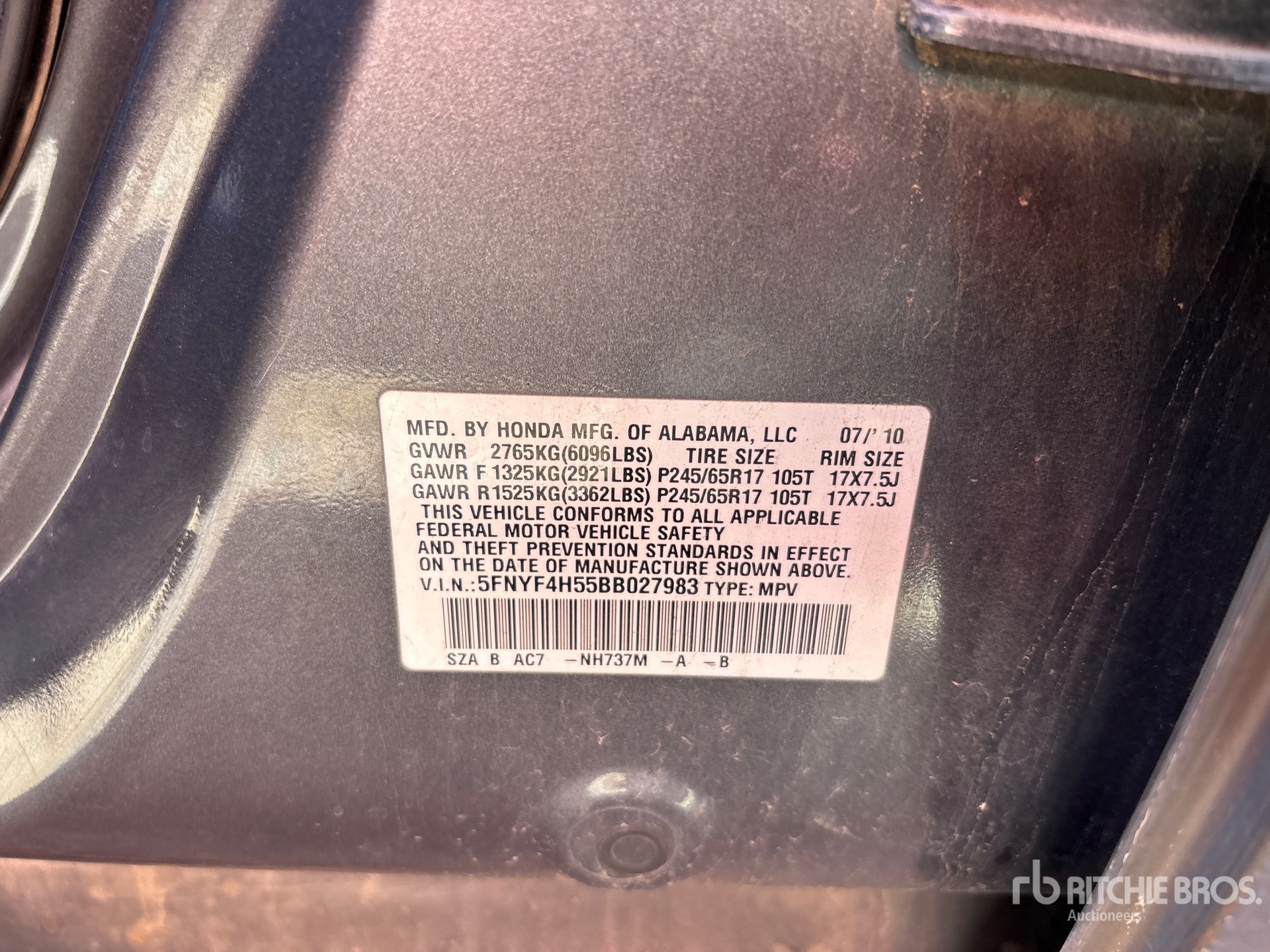 General Appearance with Serial Number / VIN