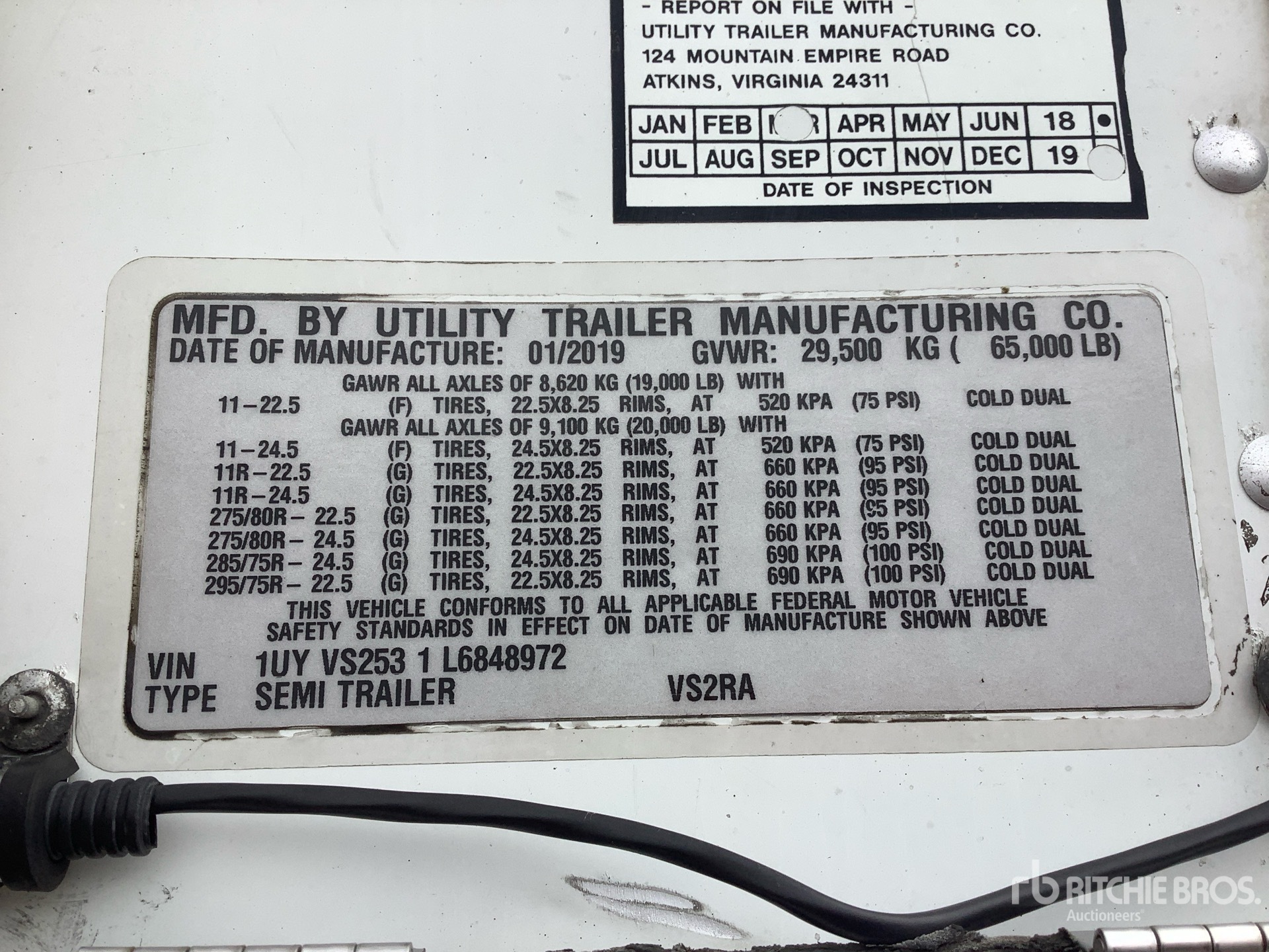 General Appearance with Serial Number / VIN