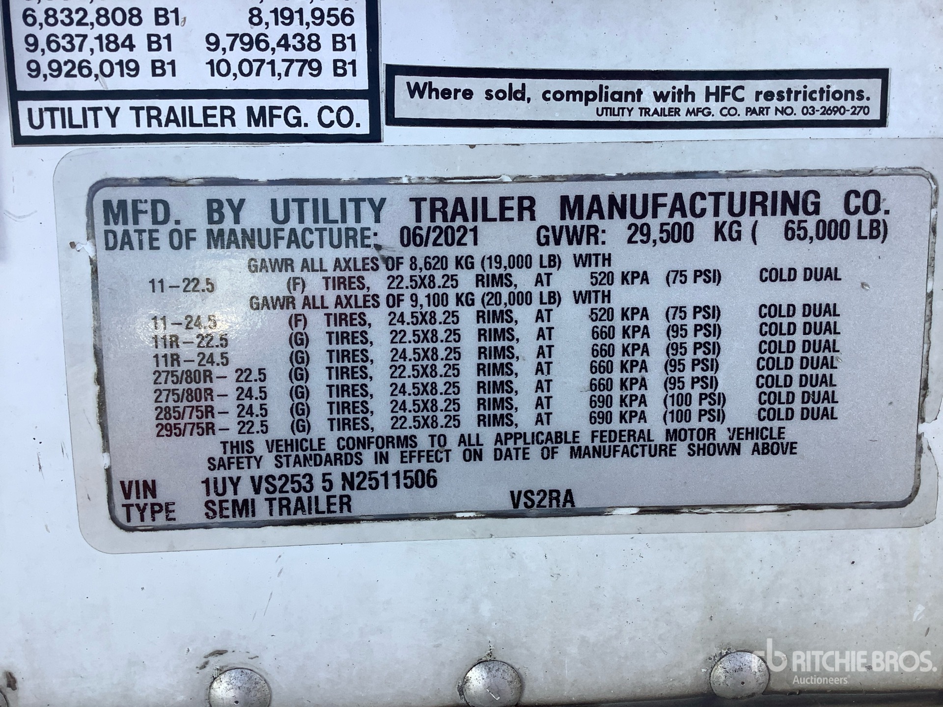 General Appearance with Serial Number / VIN