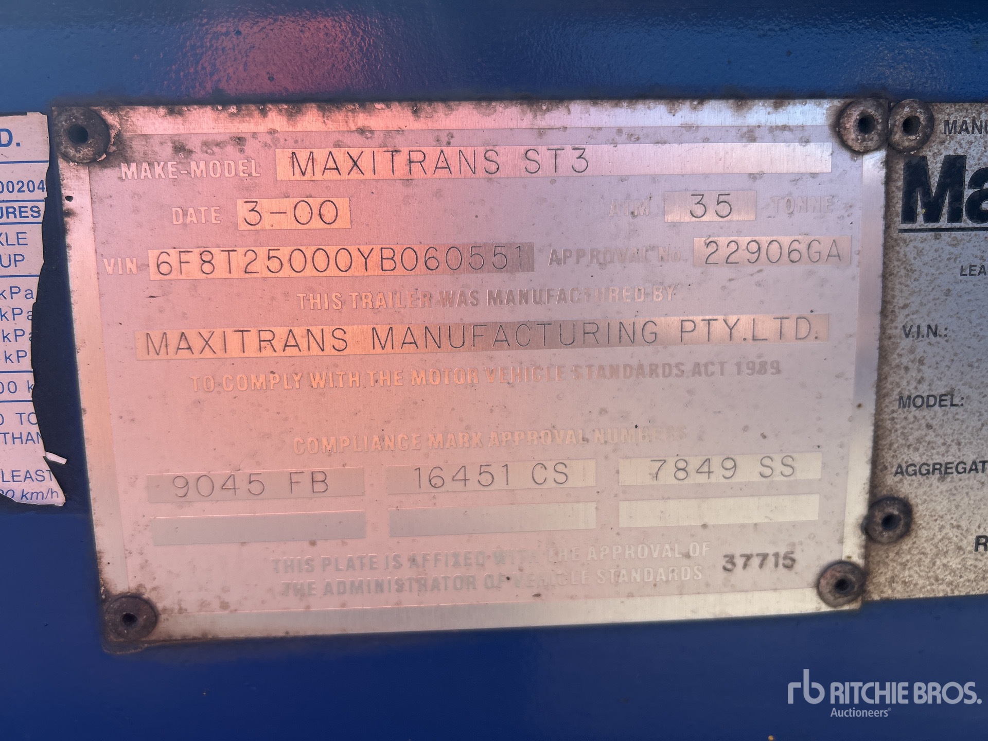 General Appearance with Serial Number / VIN