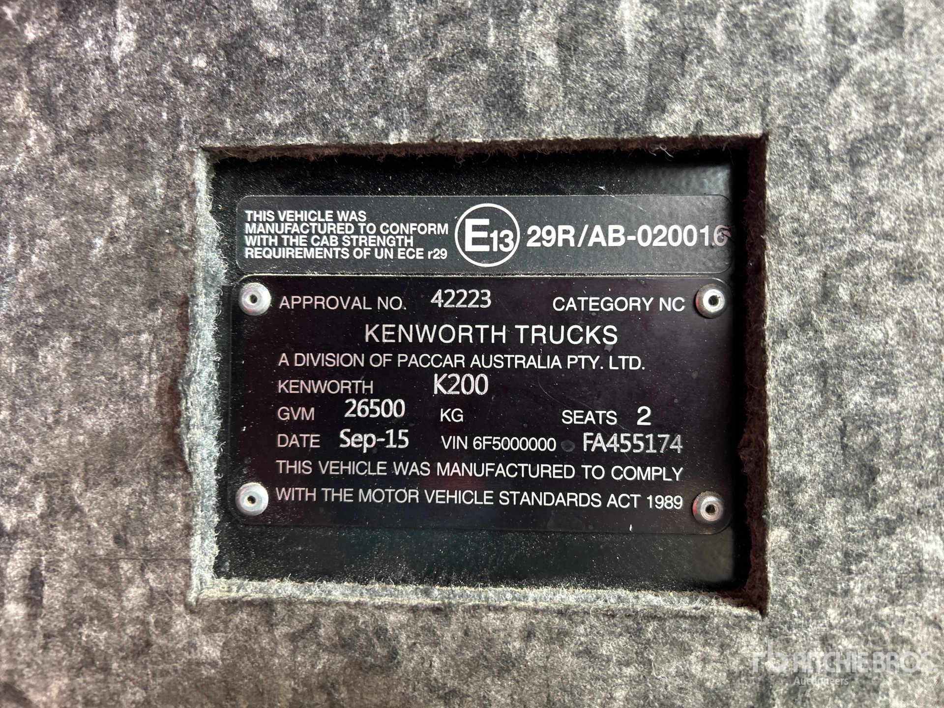 General Appearance with Serial Number / VIN