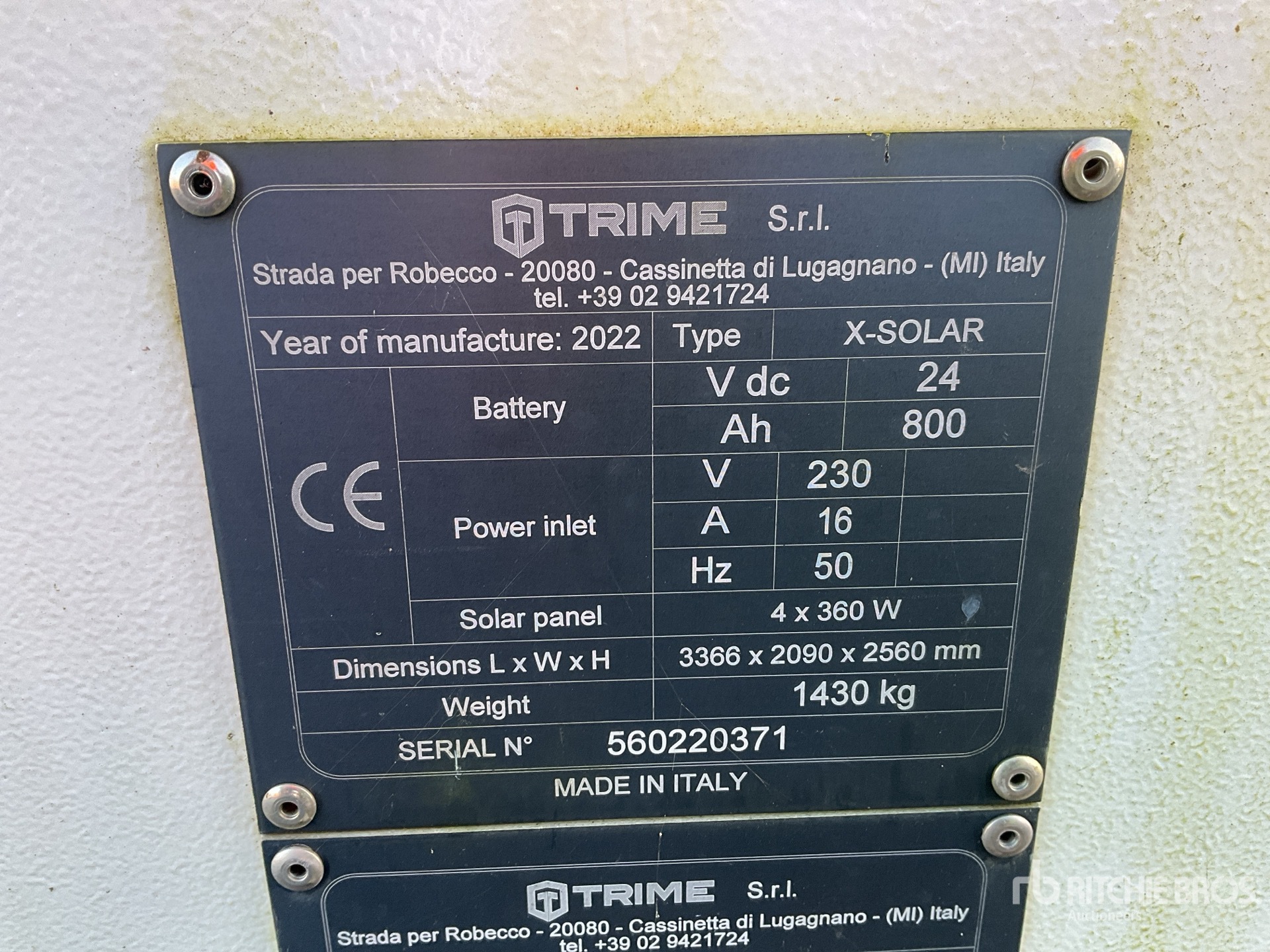 General Appearance with N.º de serie/VIN