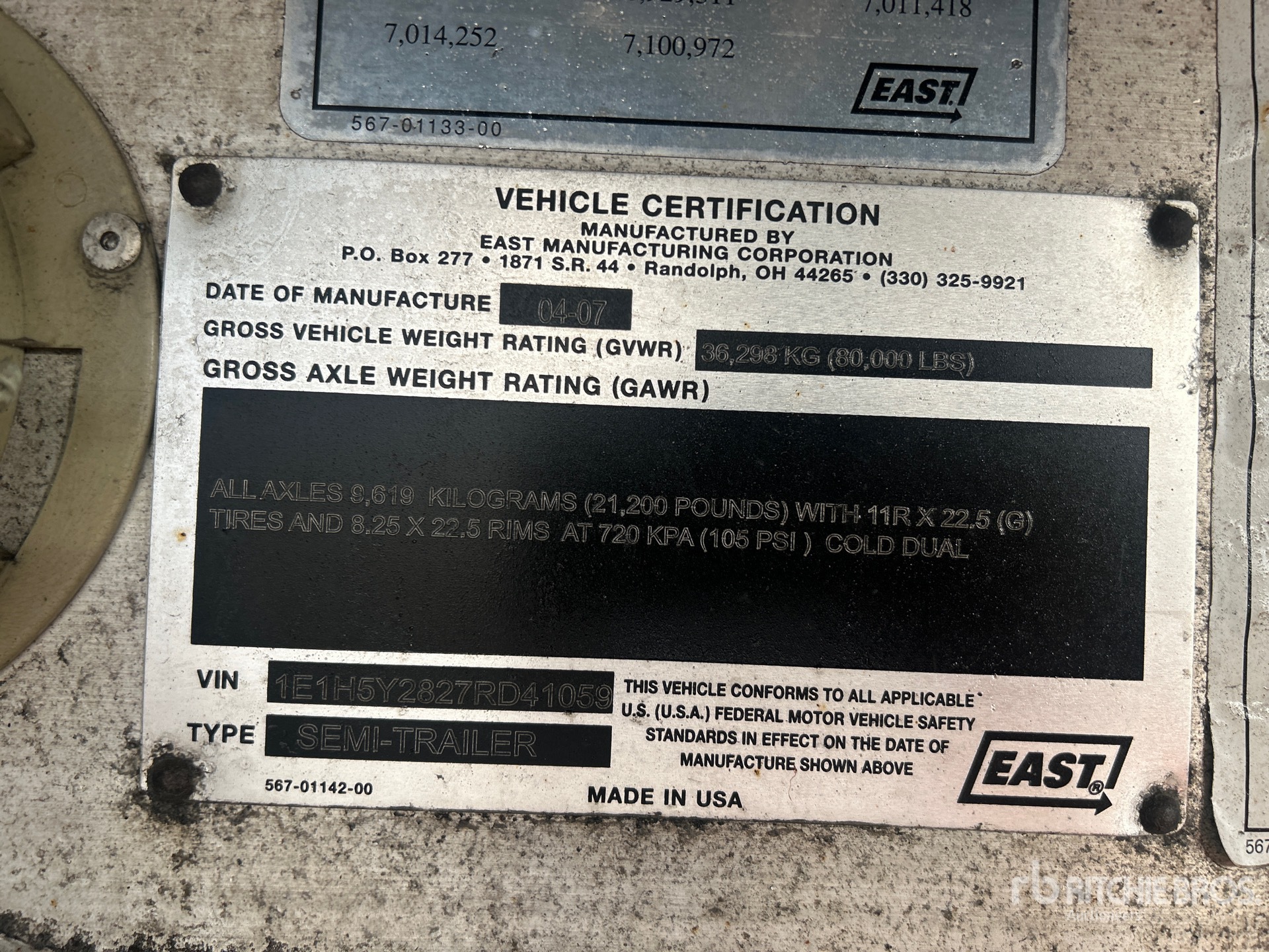 General Appearance with Serial Number / VIN