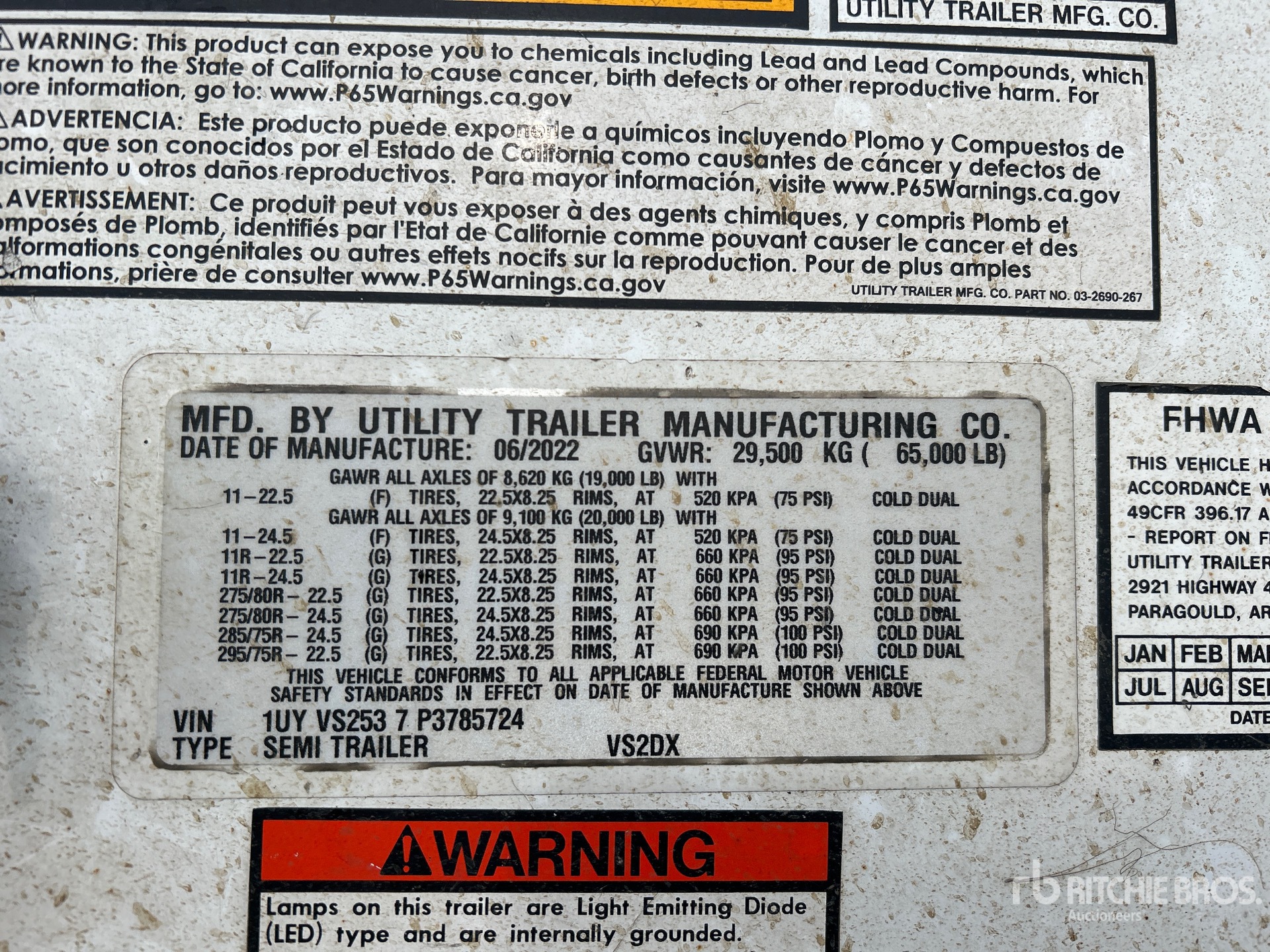 General Appearance with Serial Number / VIN