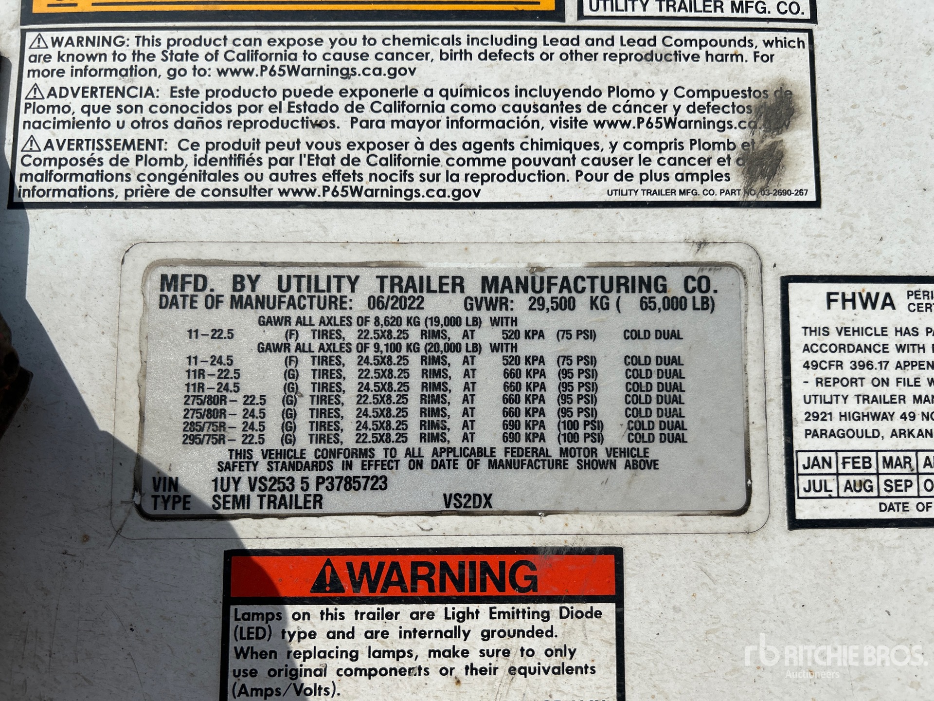 General Appearance with Serial Number / VIN