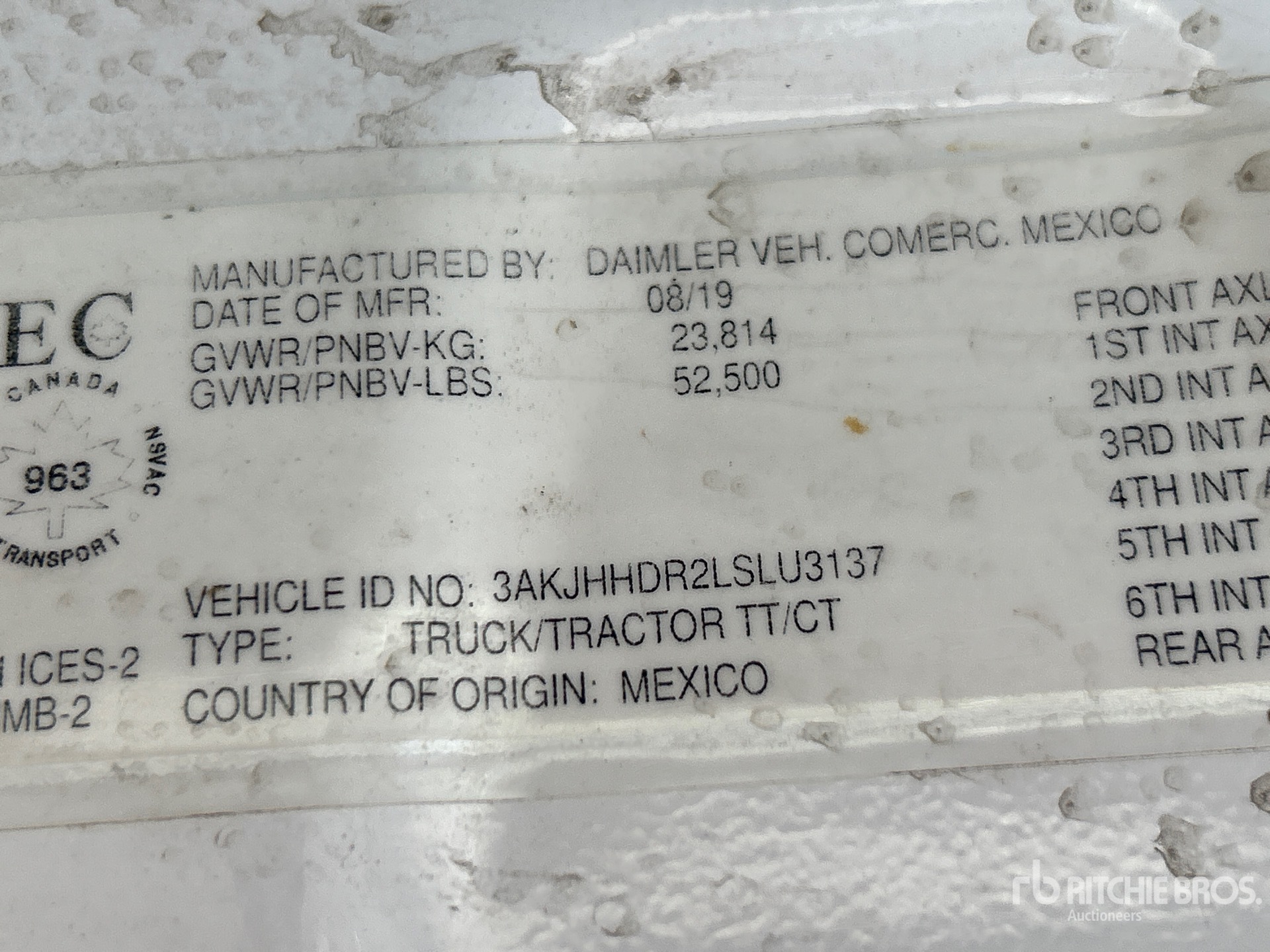 General Appearance with Serial Number / VIN