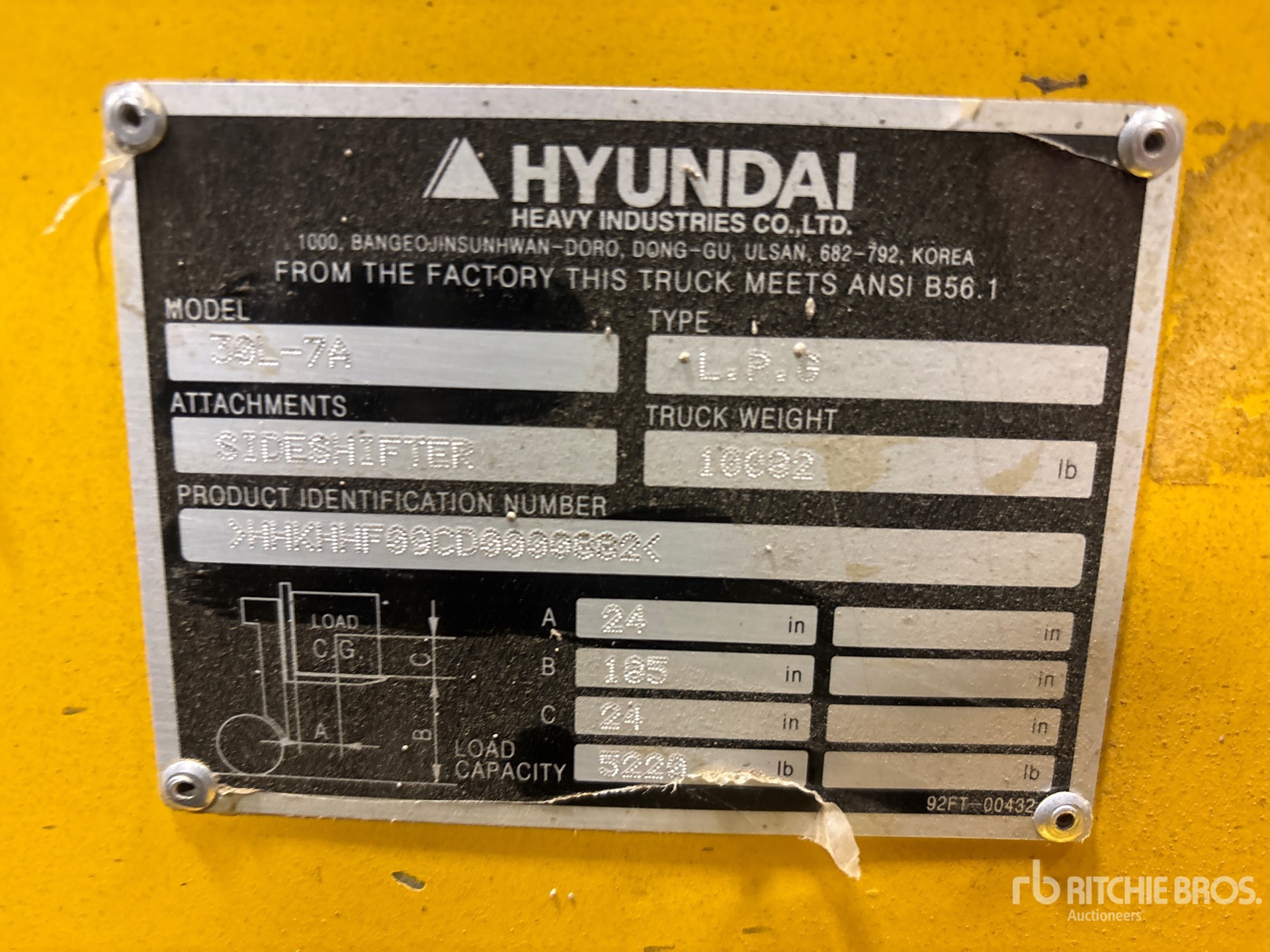 General Appearance with Serial Number / VIN