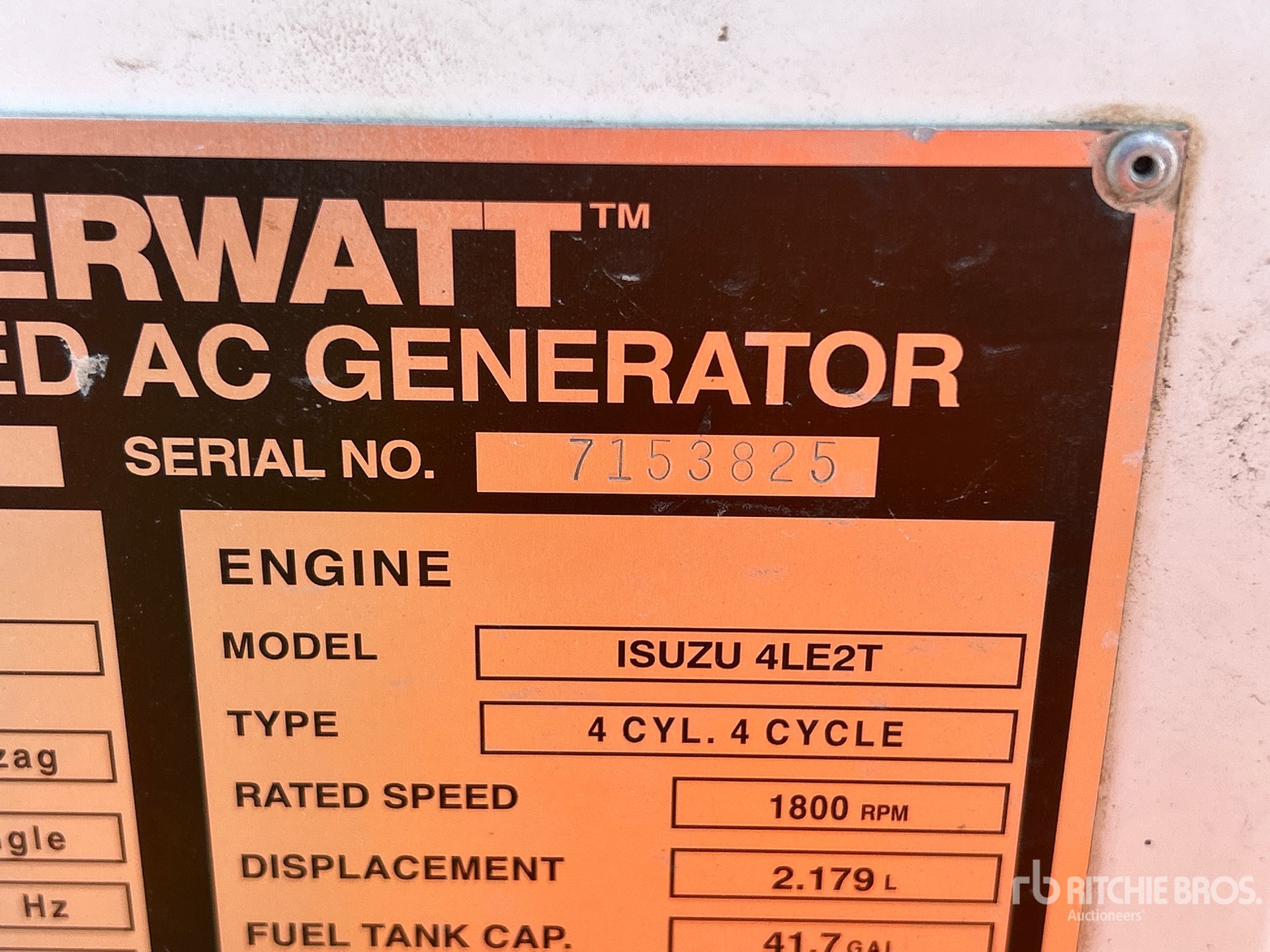 General Appearance with Unit Serial Number