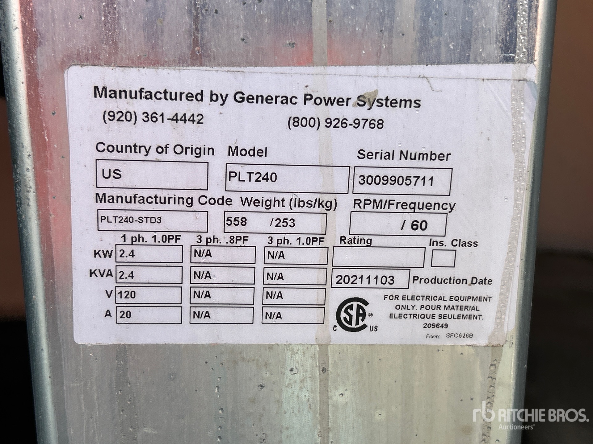 General Appearance with N.º de serie/VIN