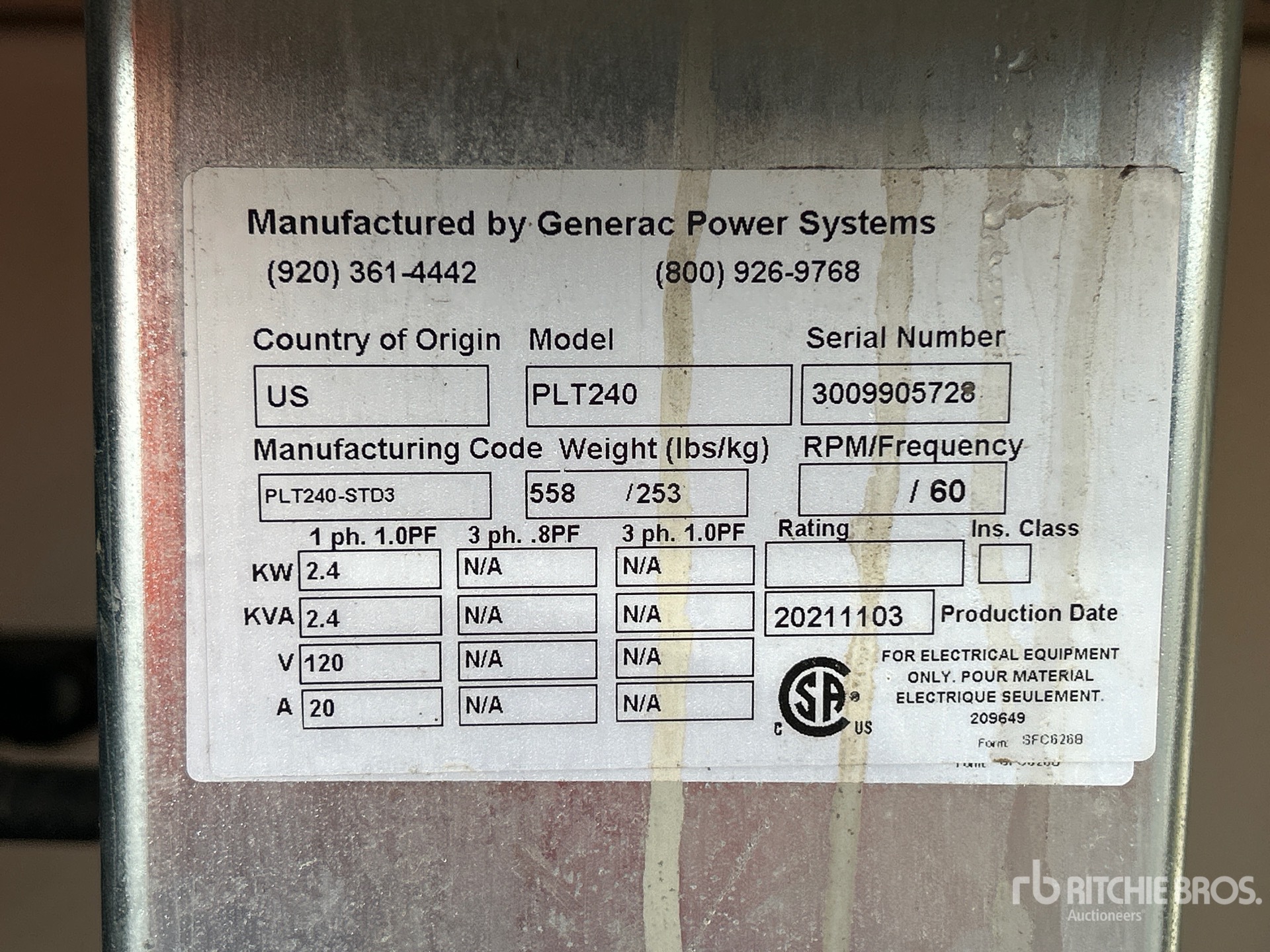 General Appearance with N.º de serie/VIN