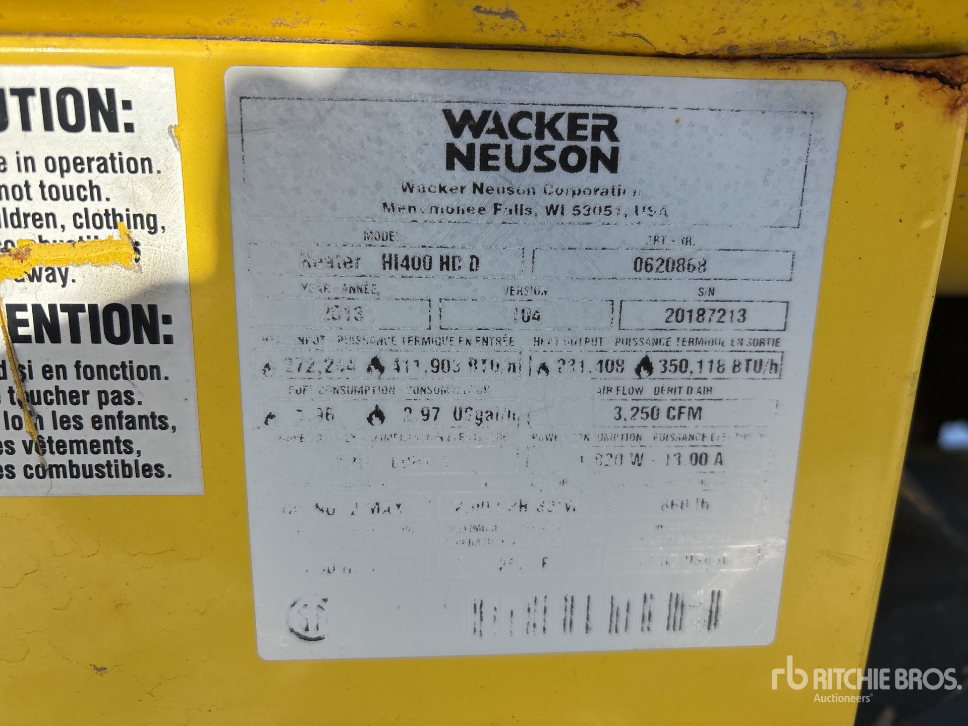 General Appearance with Serial Number / VIN