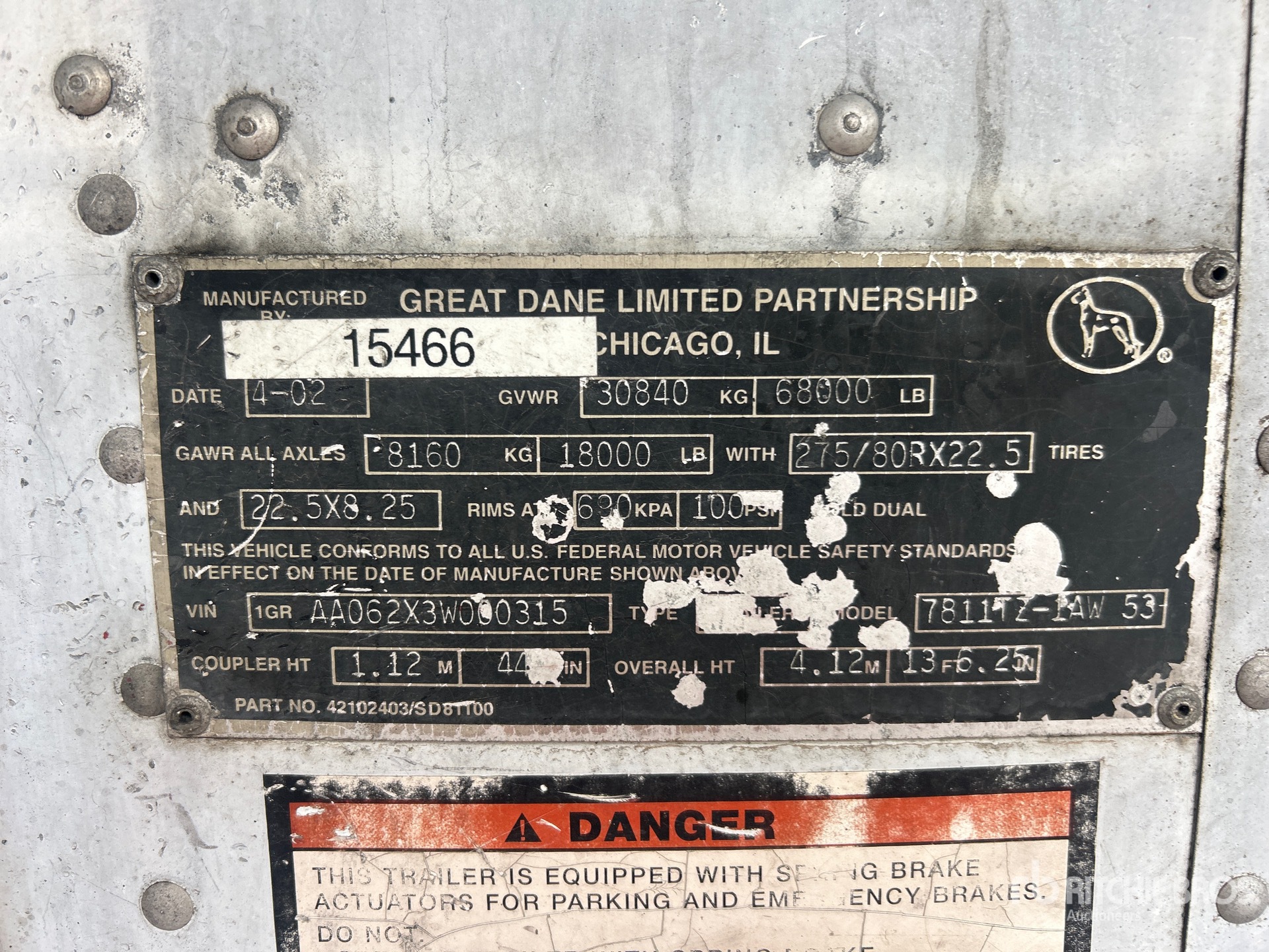 General Appearance with N.º de serie/VIN