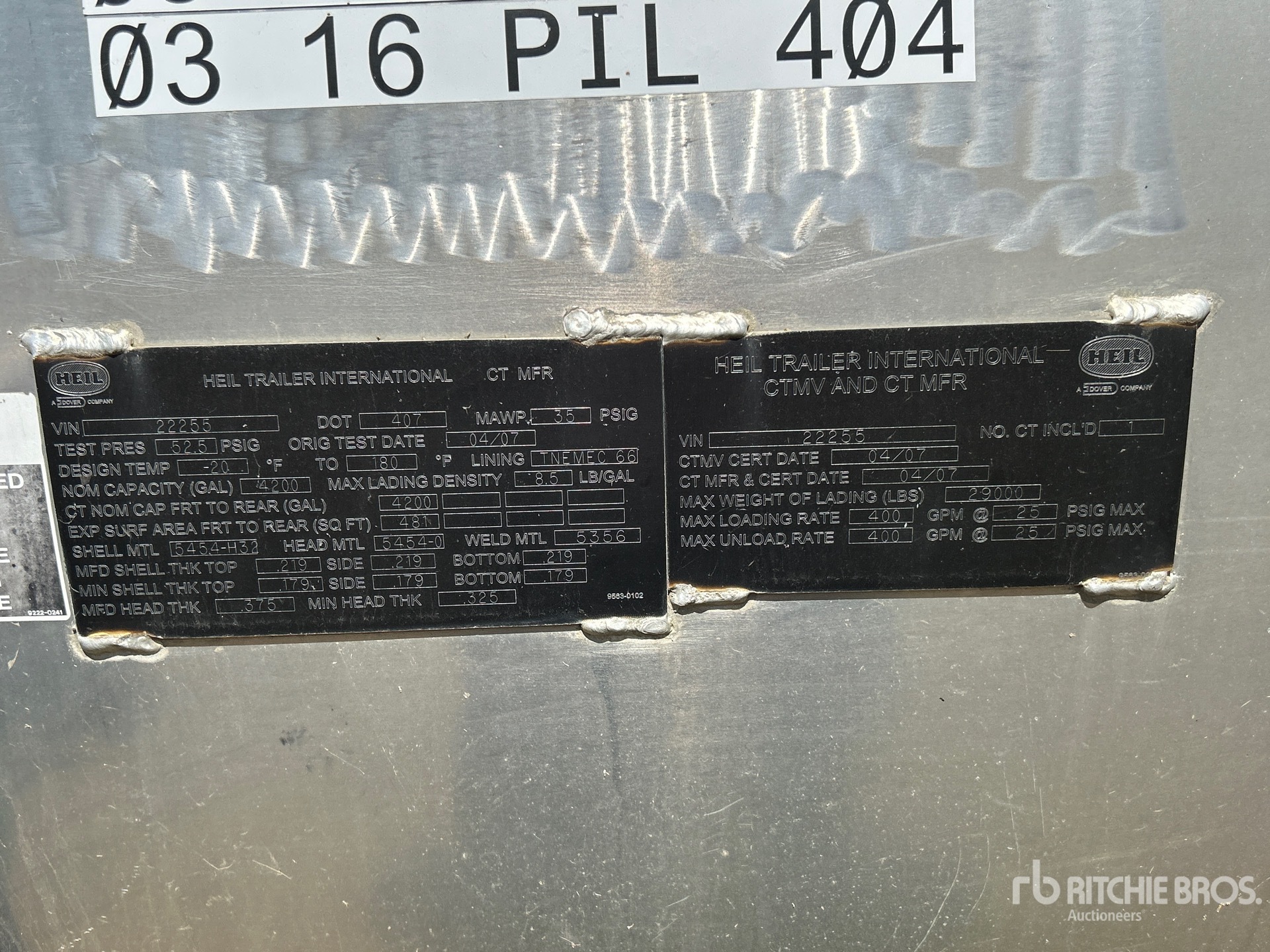 General Appearance with Serial Number / VIN