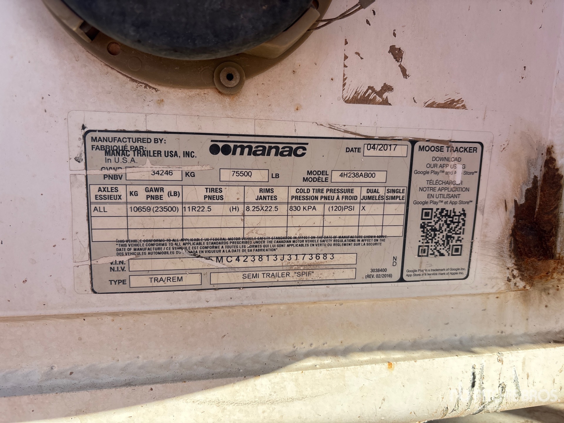 General Appearance with Serial Number / VIN