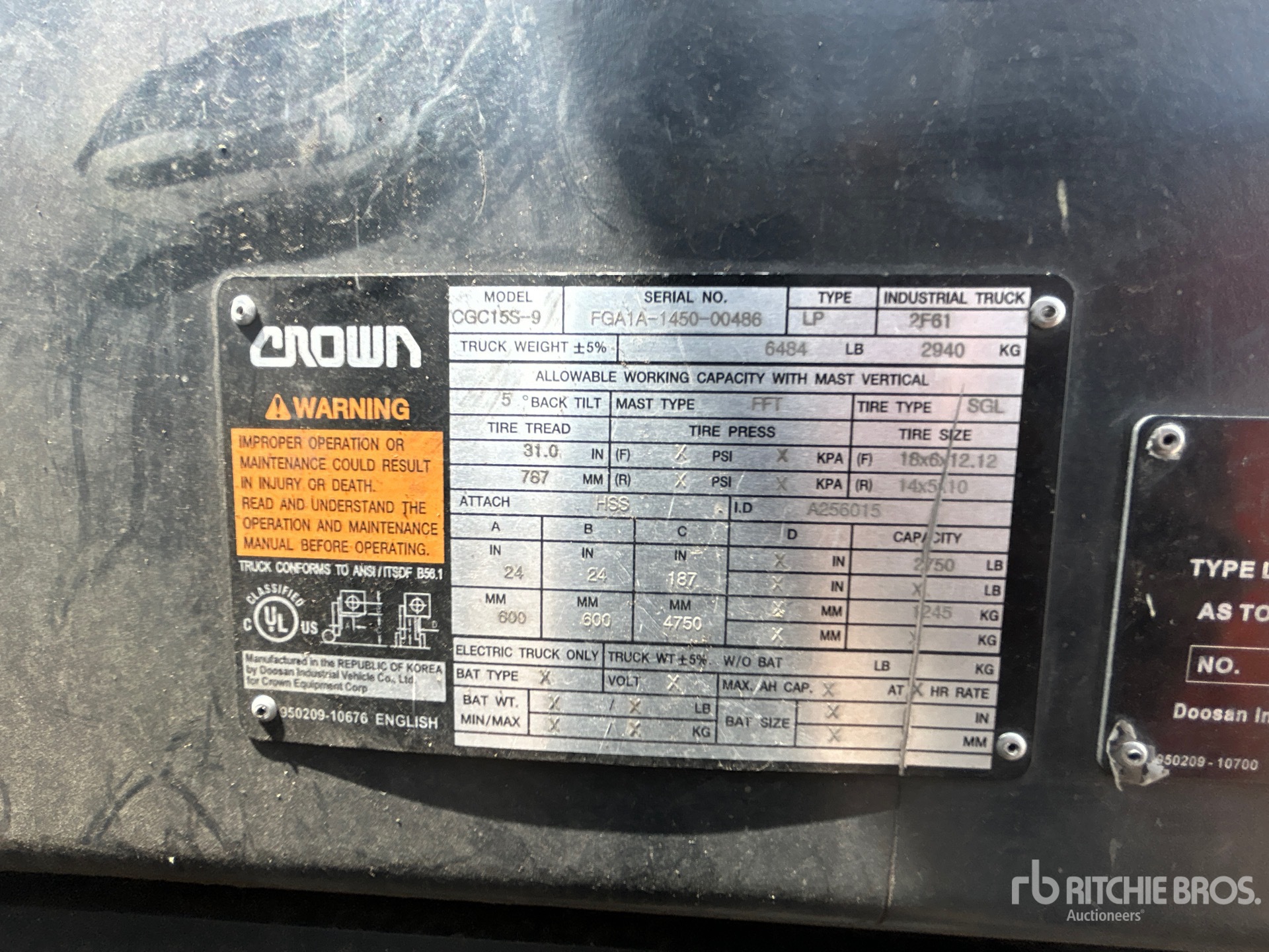 General Appearance with Serial Number / VIN