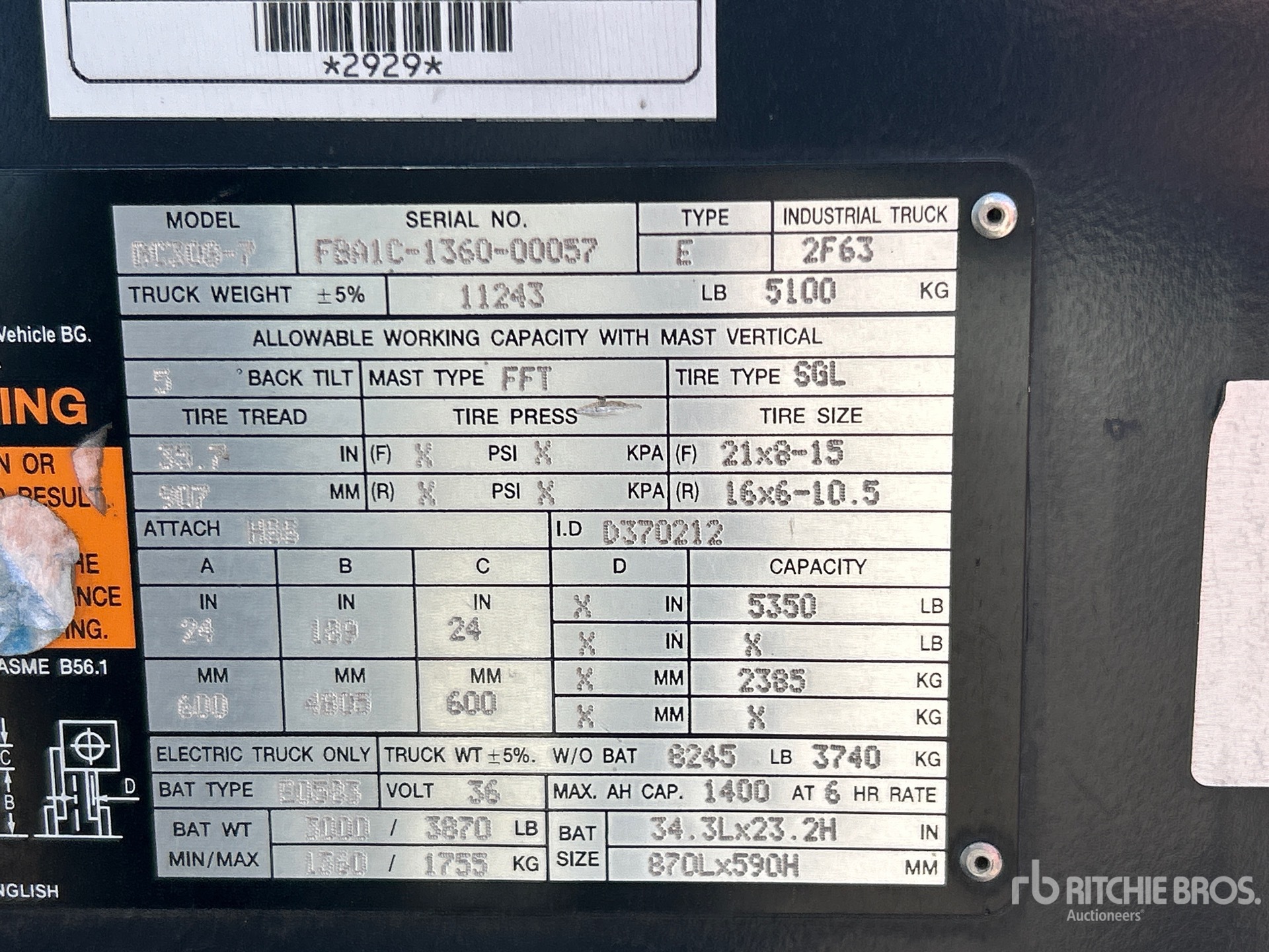 General Appearance with Serial Number / VIN
