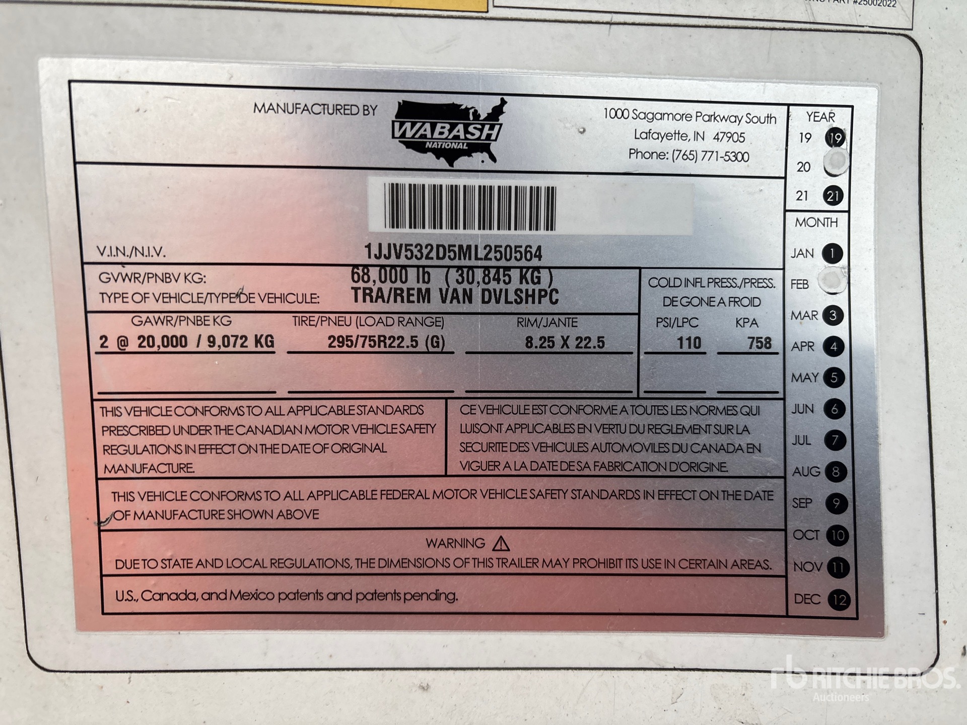 General Appearance with Serial Number / VIN