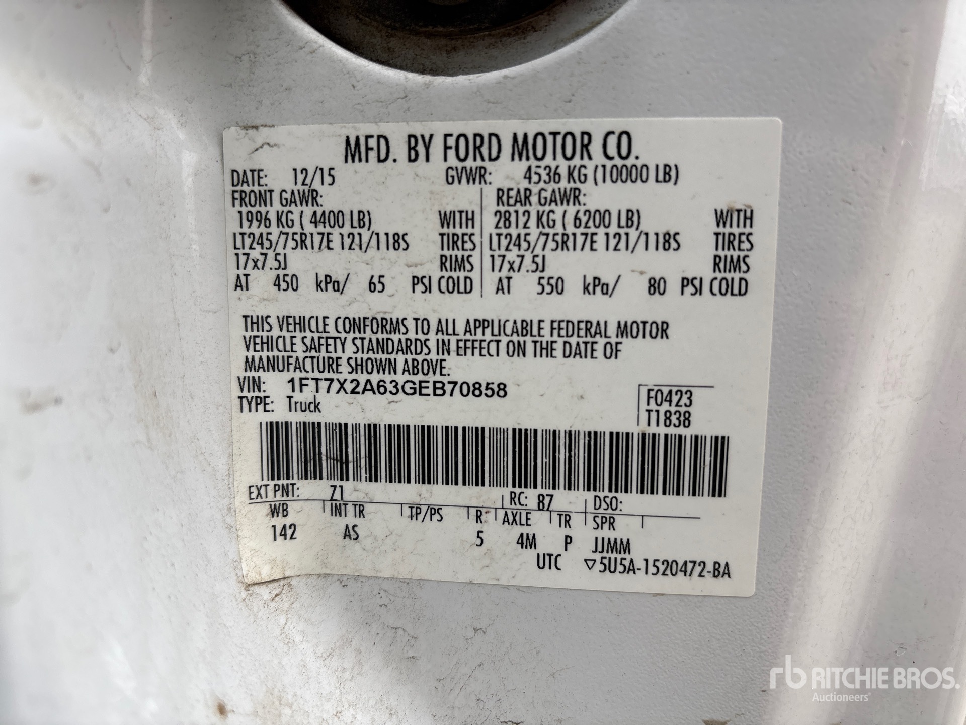 General Appearance with Serial Number / VIN