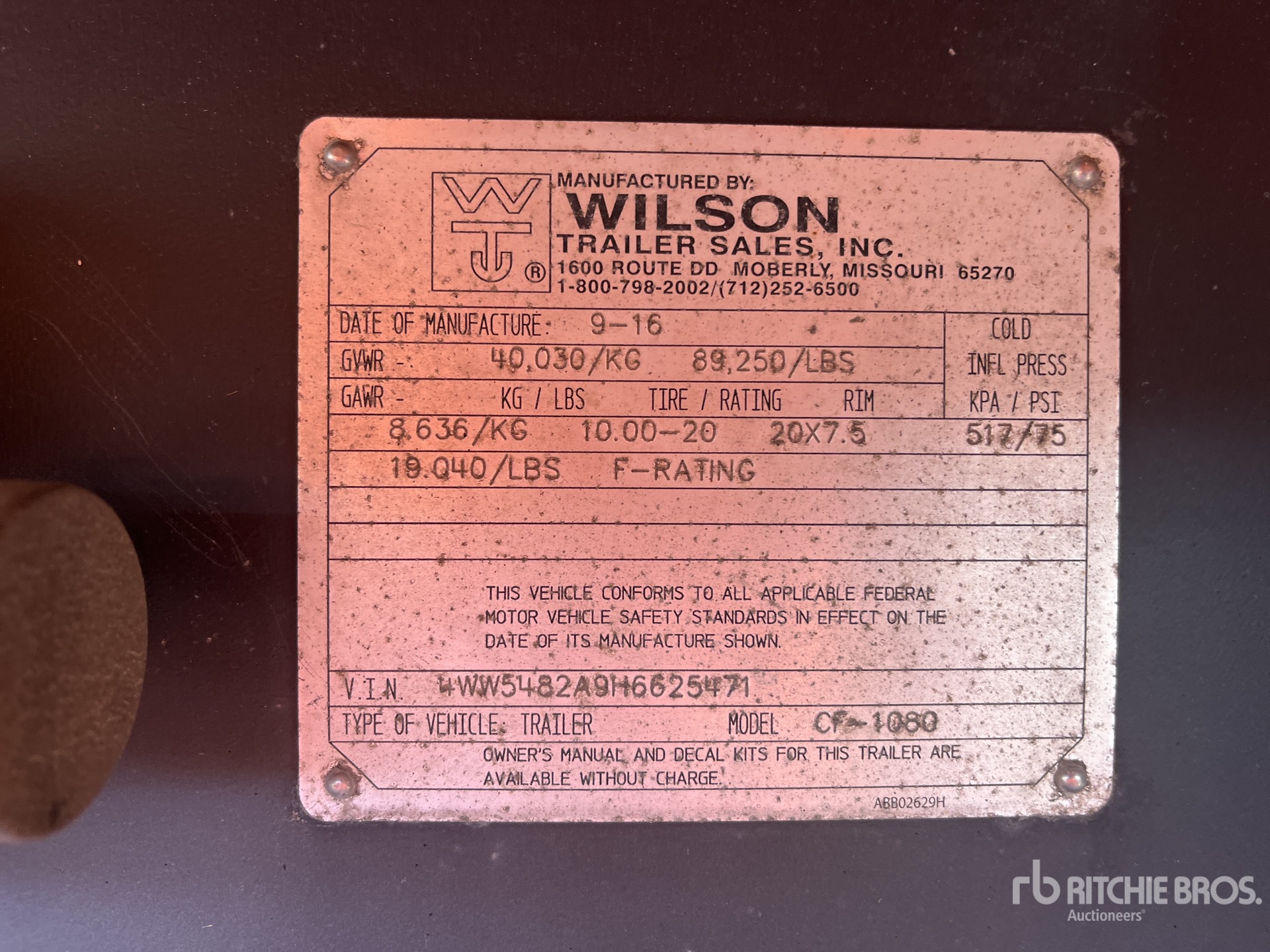 General Appearance with Serial Number / VIN