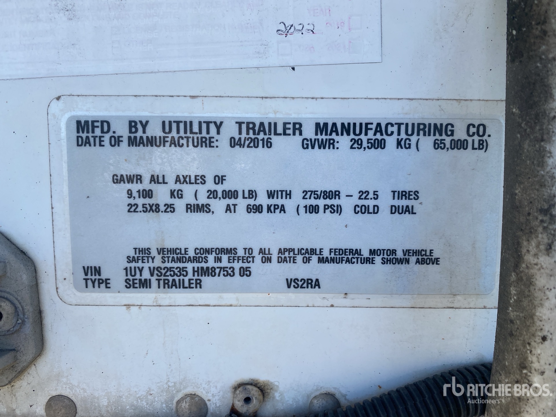 General Appearance with Serial Number / VIN