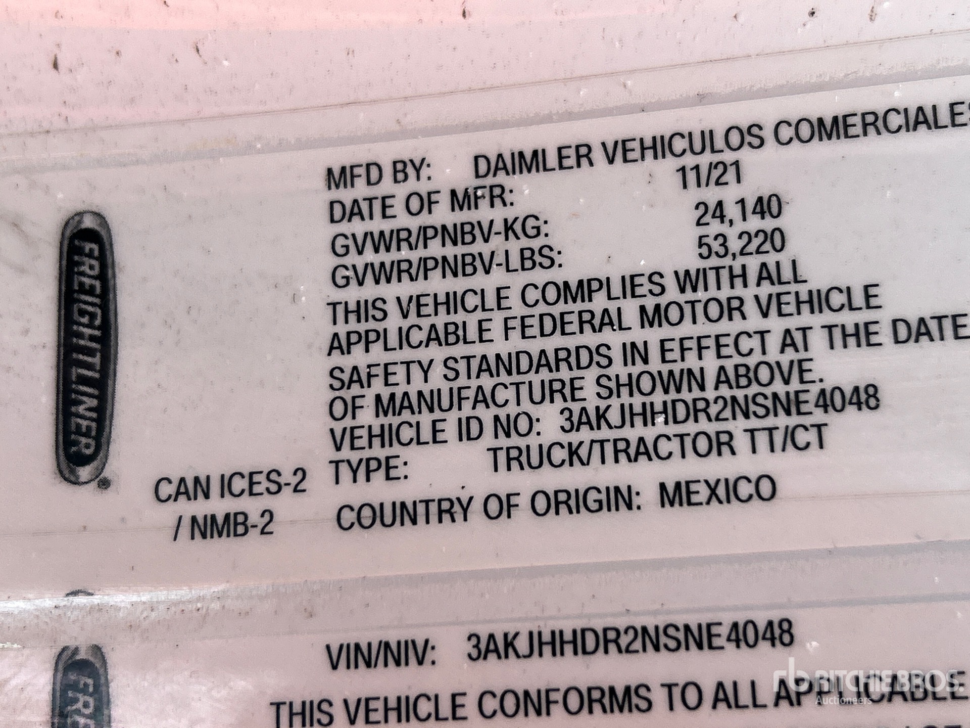 General Appearance with Serial Number / VIN