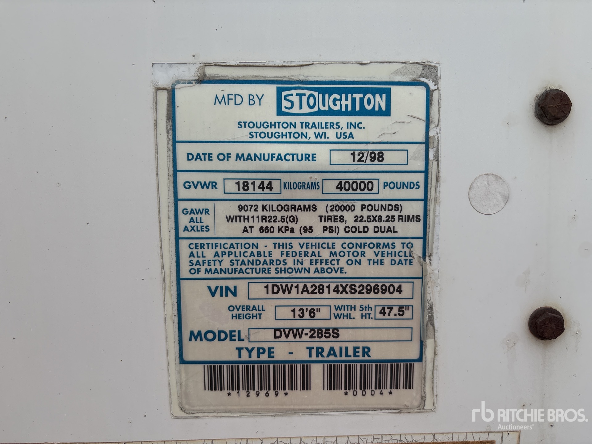 General Appearance with Serial Number / VIN