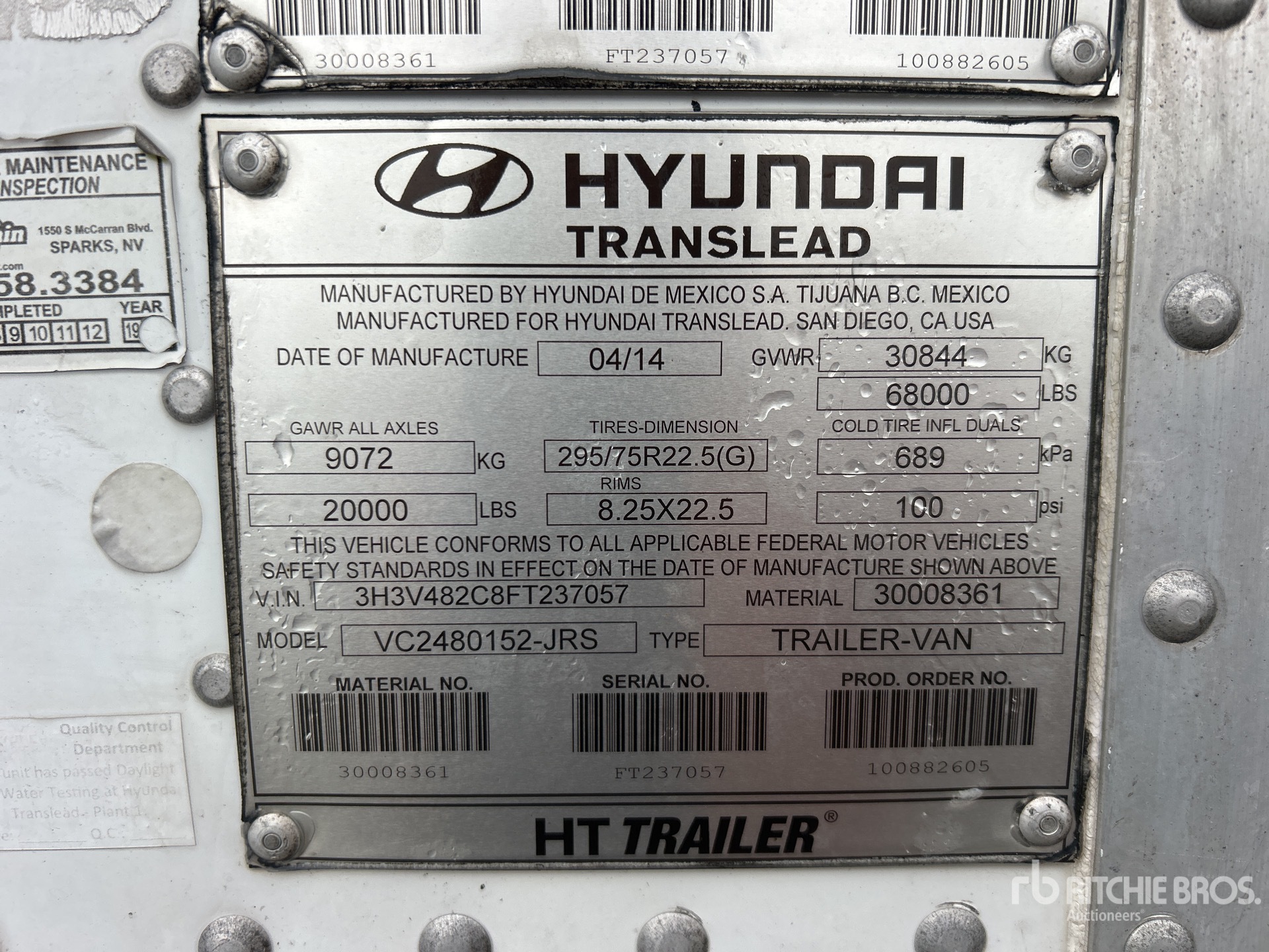 General Appearance with Serial Number / VIN