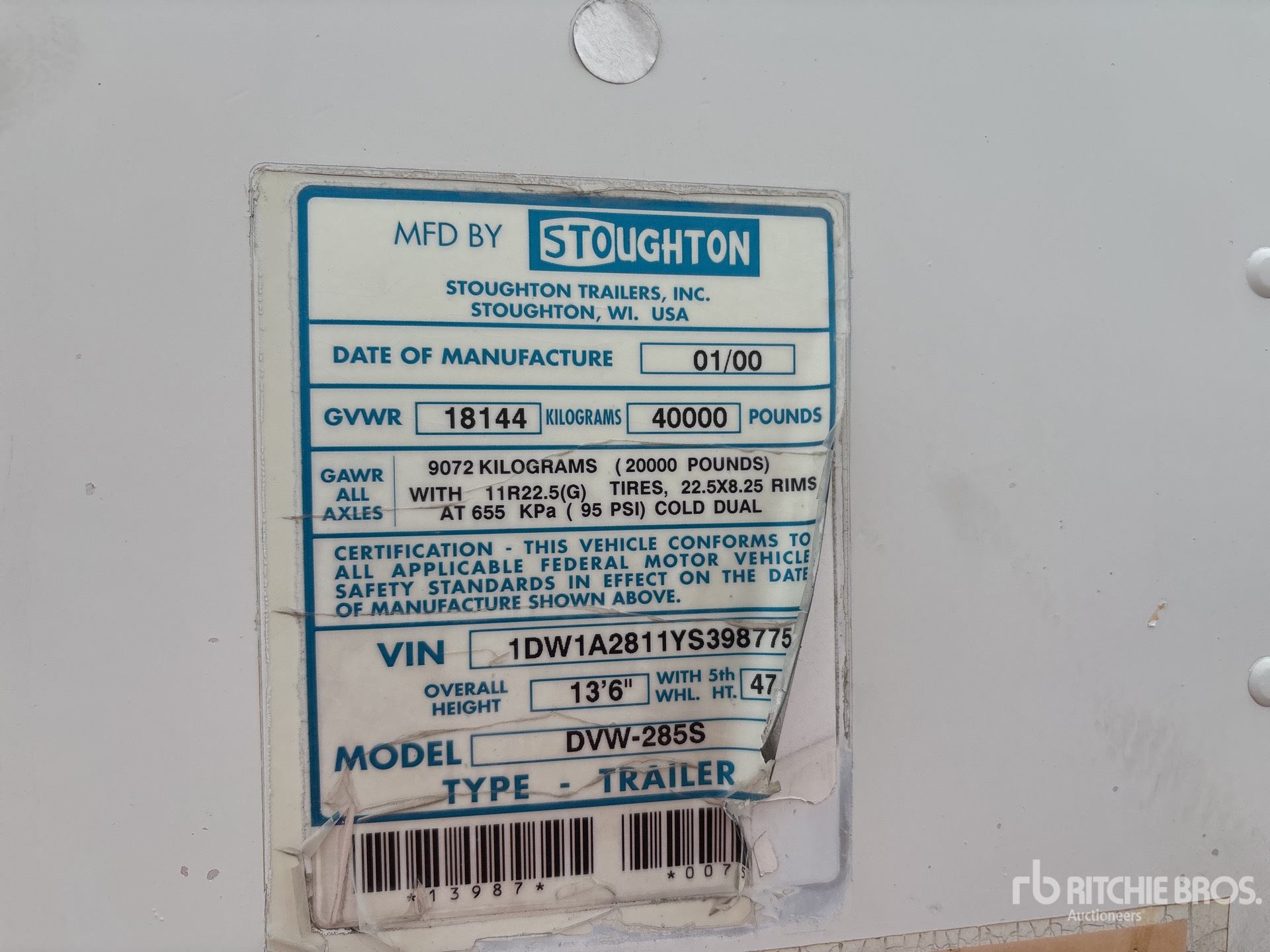 General Appearance with Serial Number / VIN