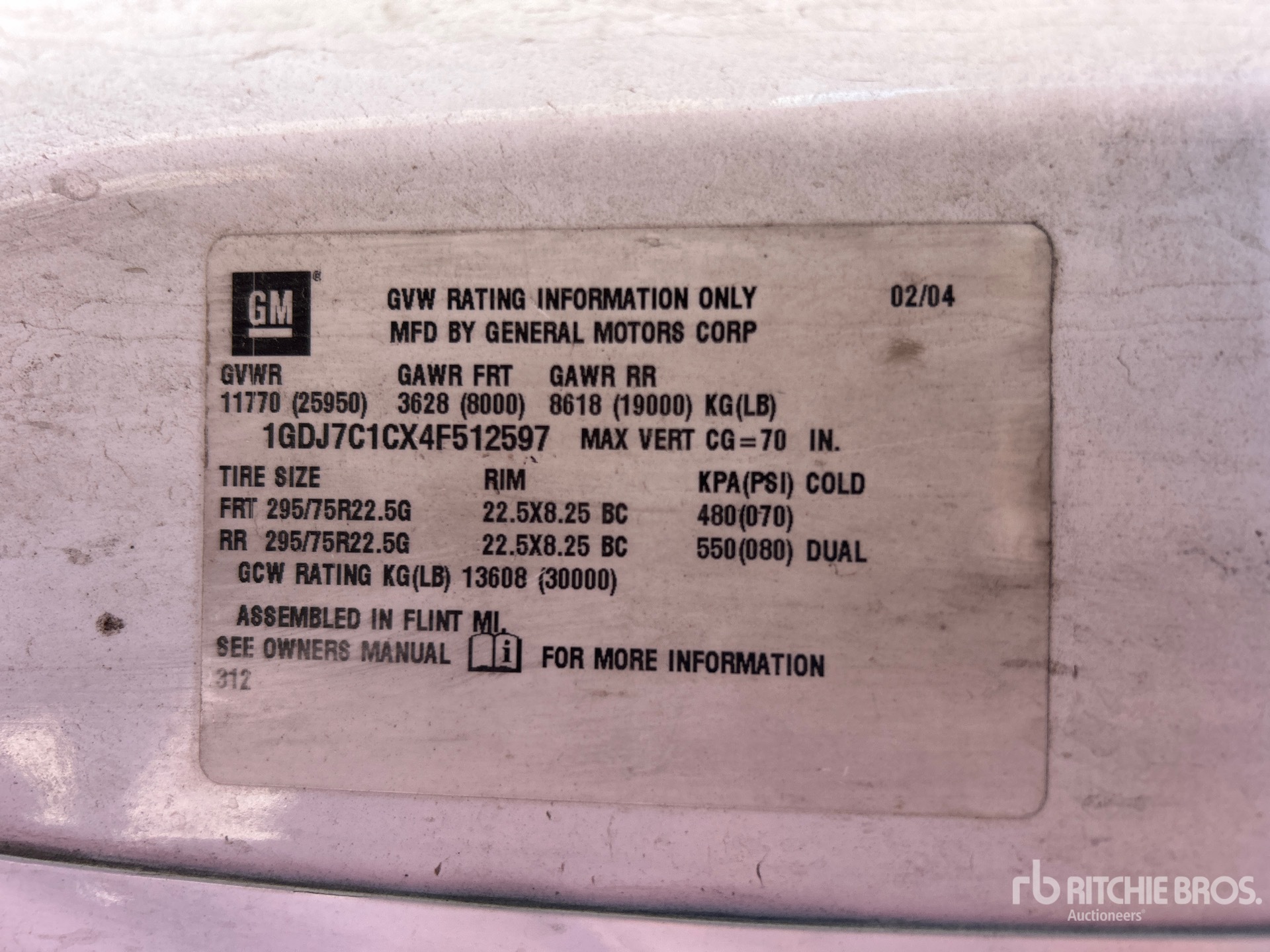 General Appearance with Serial Number / VIN