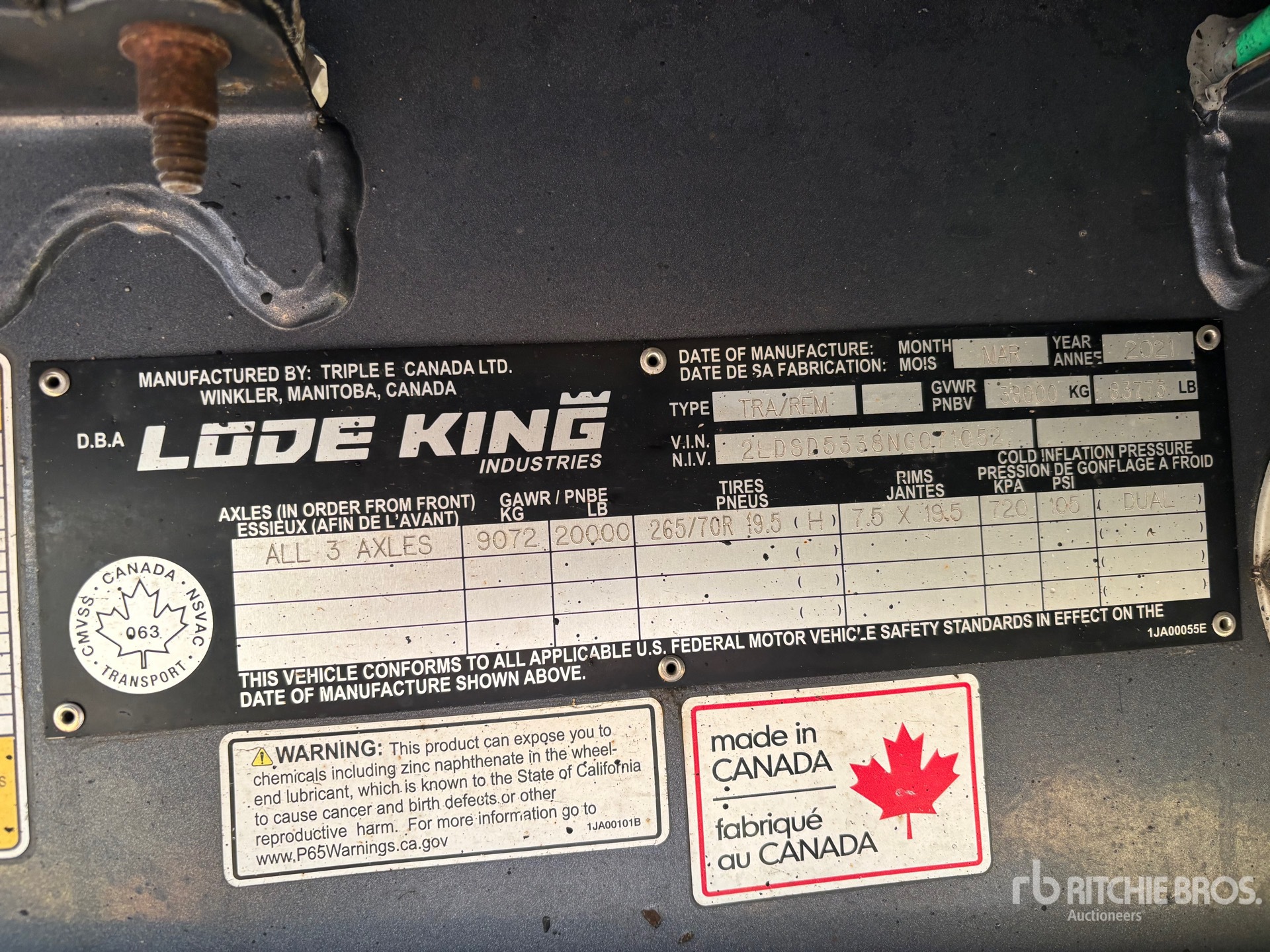 General Appearance with Serial Number / VIN