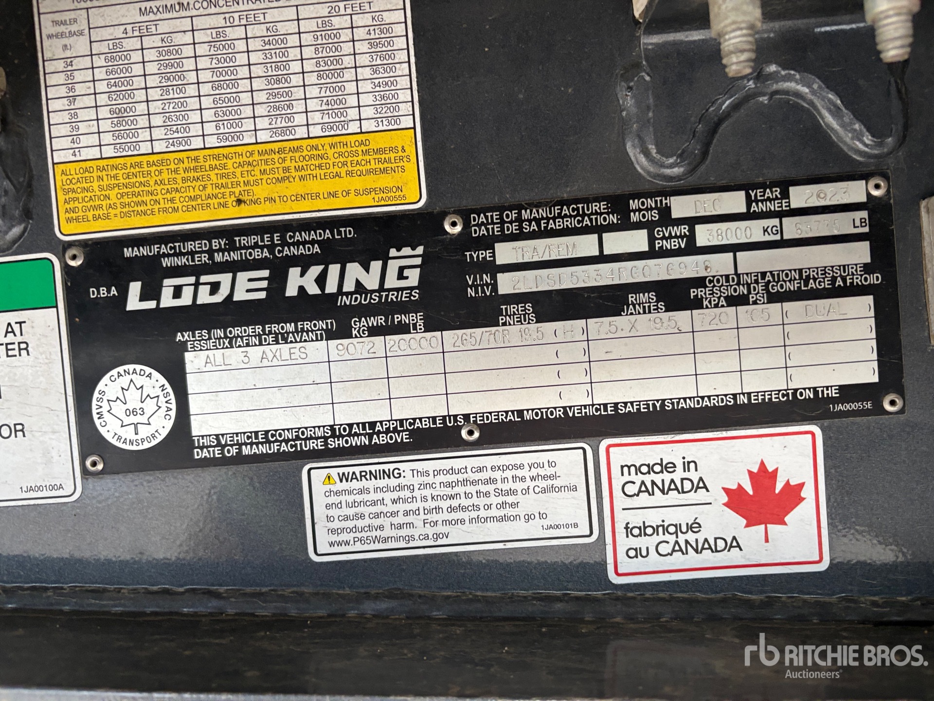 General Appearance with Serial Number / VIN