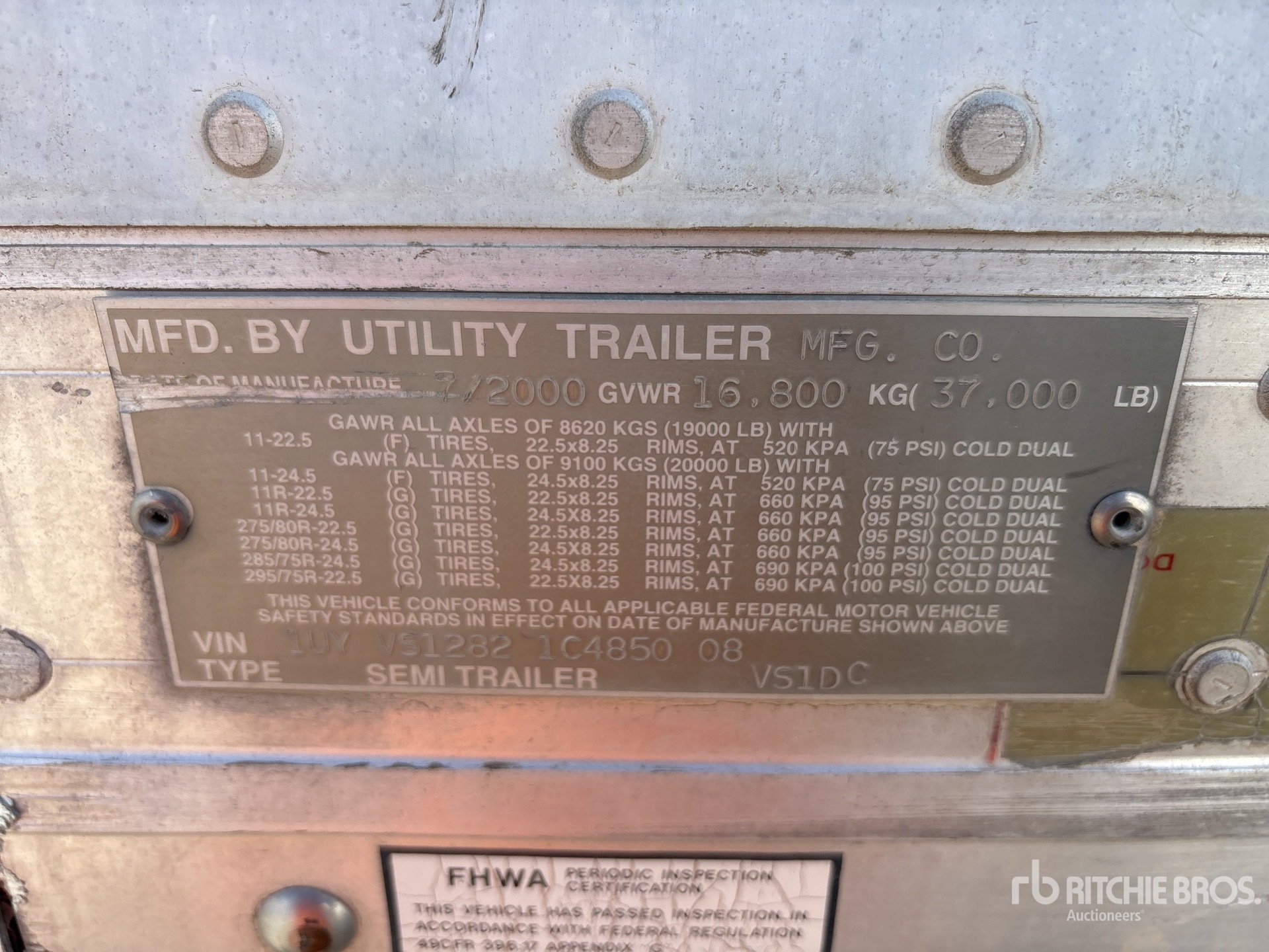 General Appearance with Serial Number / VIN