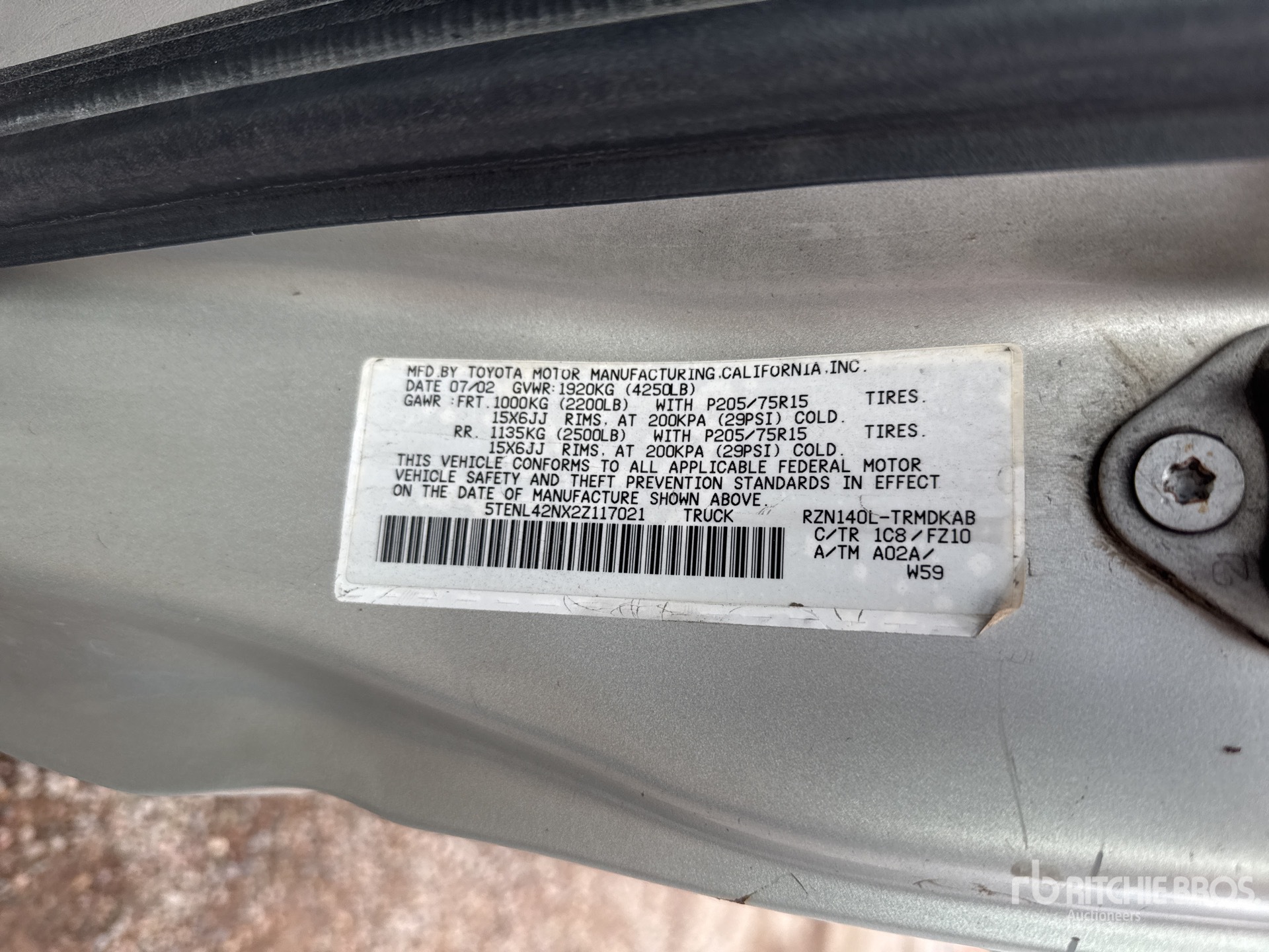 General Appearance with Serial Number / VIN