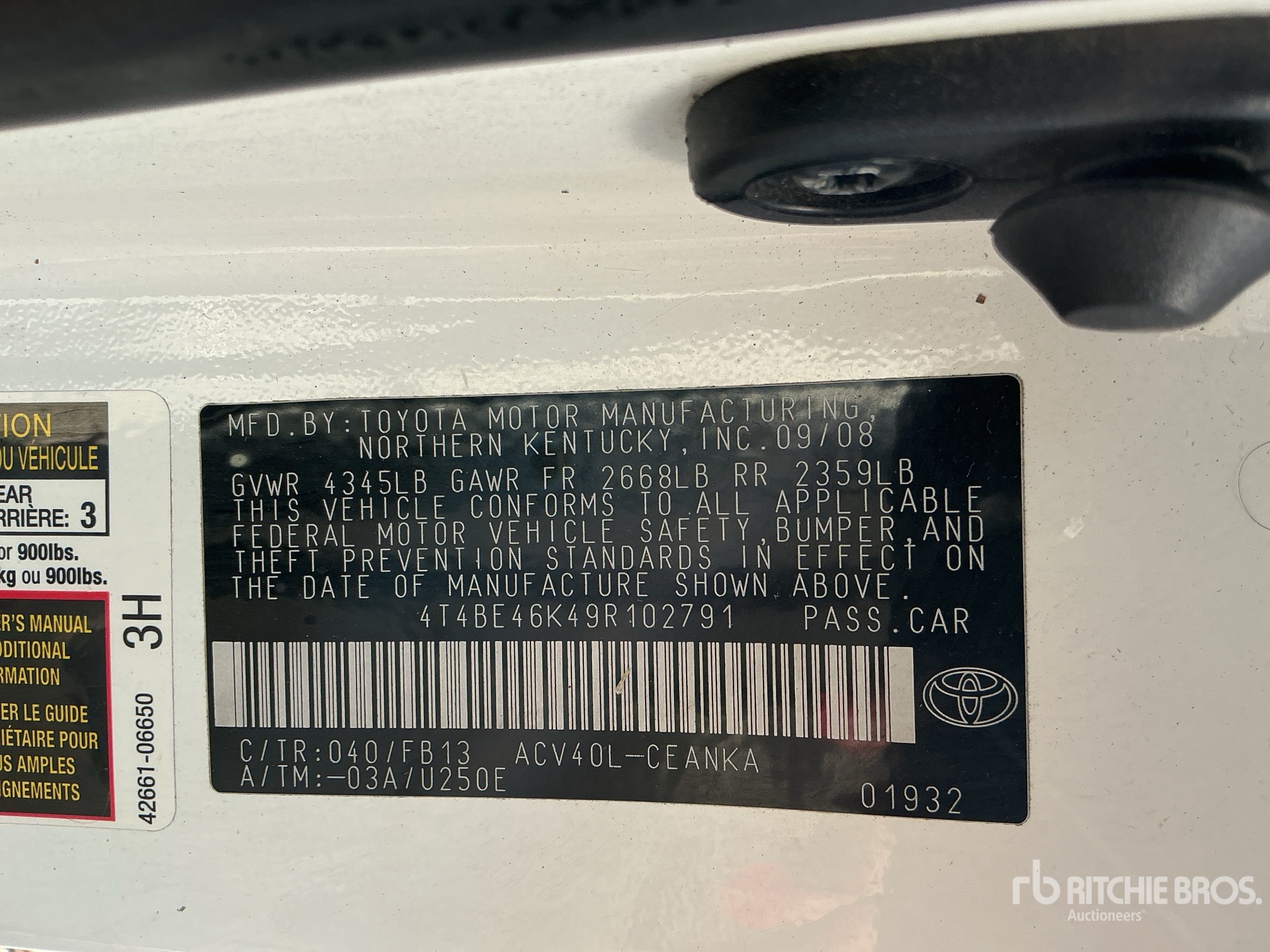 General Appearance with Serial Number / VIN