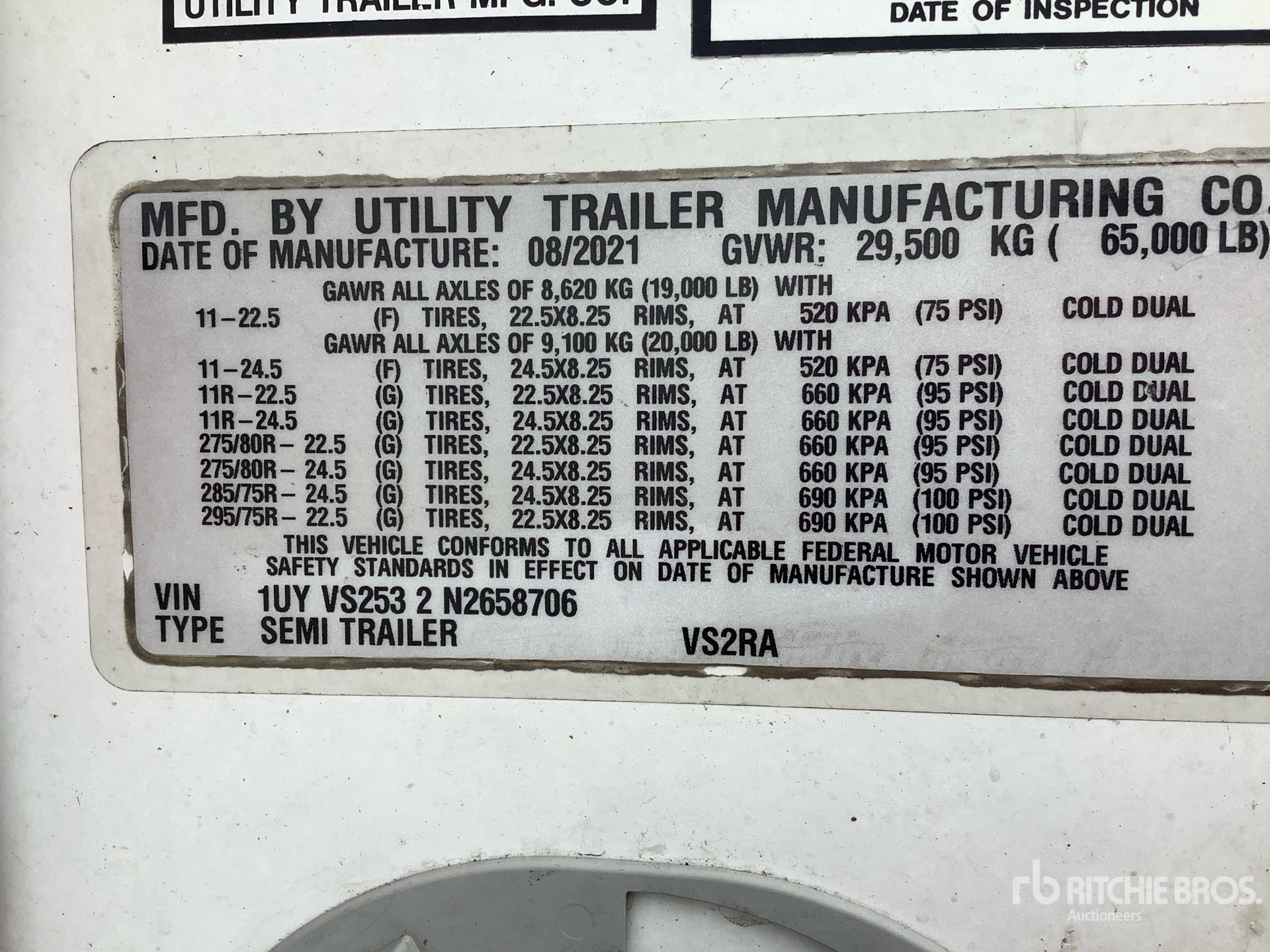 General Appearance with Serial Number / VIN