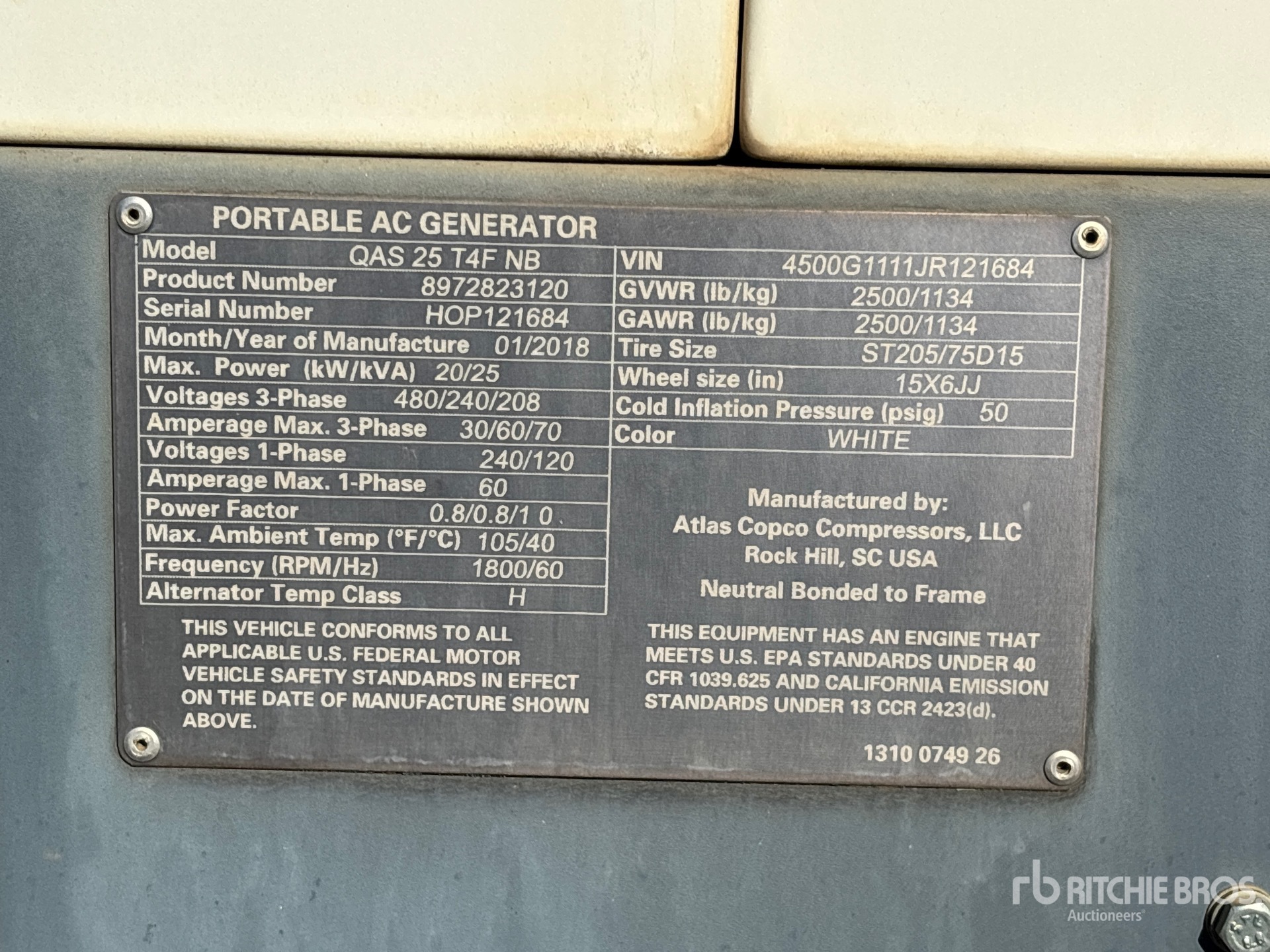 General Appearance with Serial Number / VIN