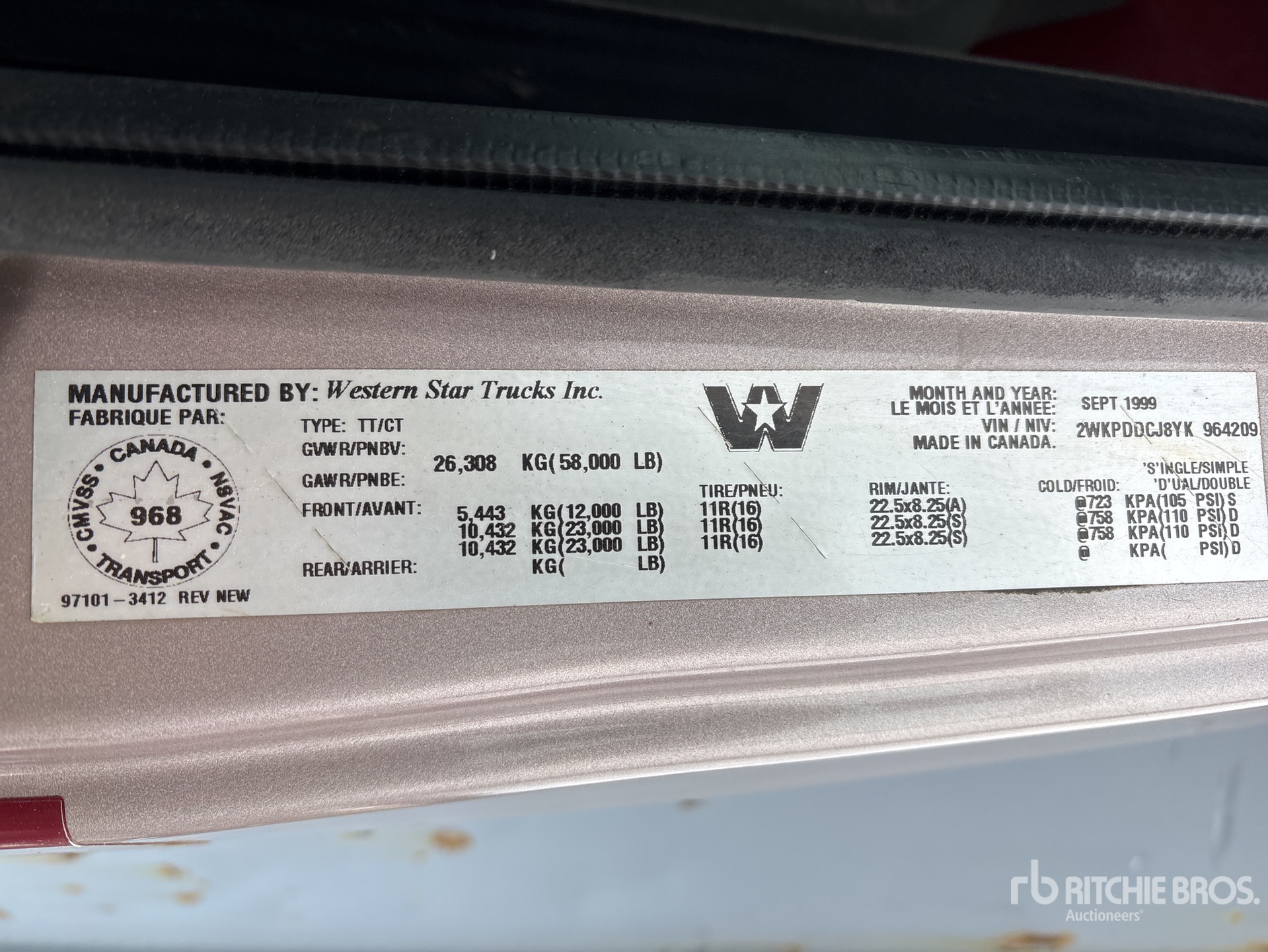 General Appearance with Serial Number / VIN