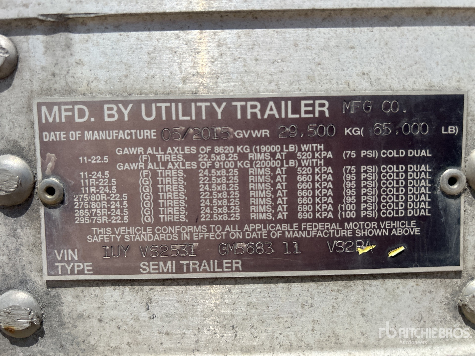 General Appearance with Serial Number / VIN