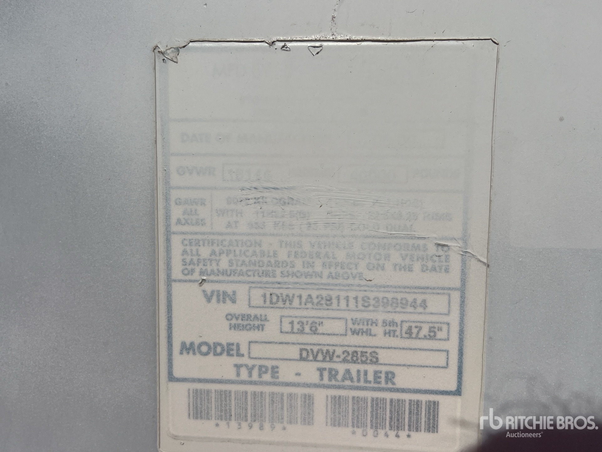 General Appearance with Serial Number / VIN