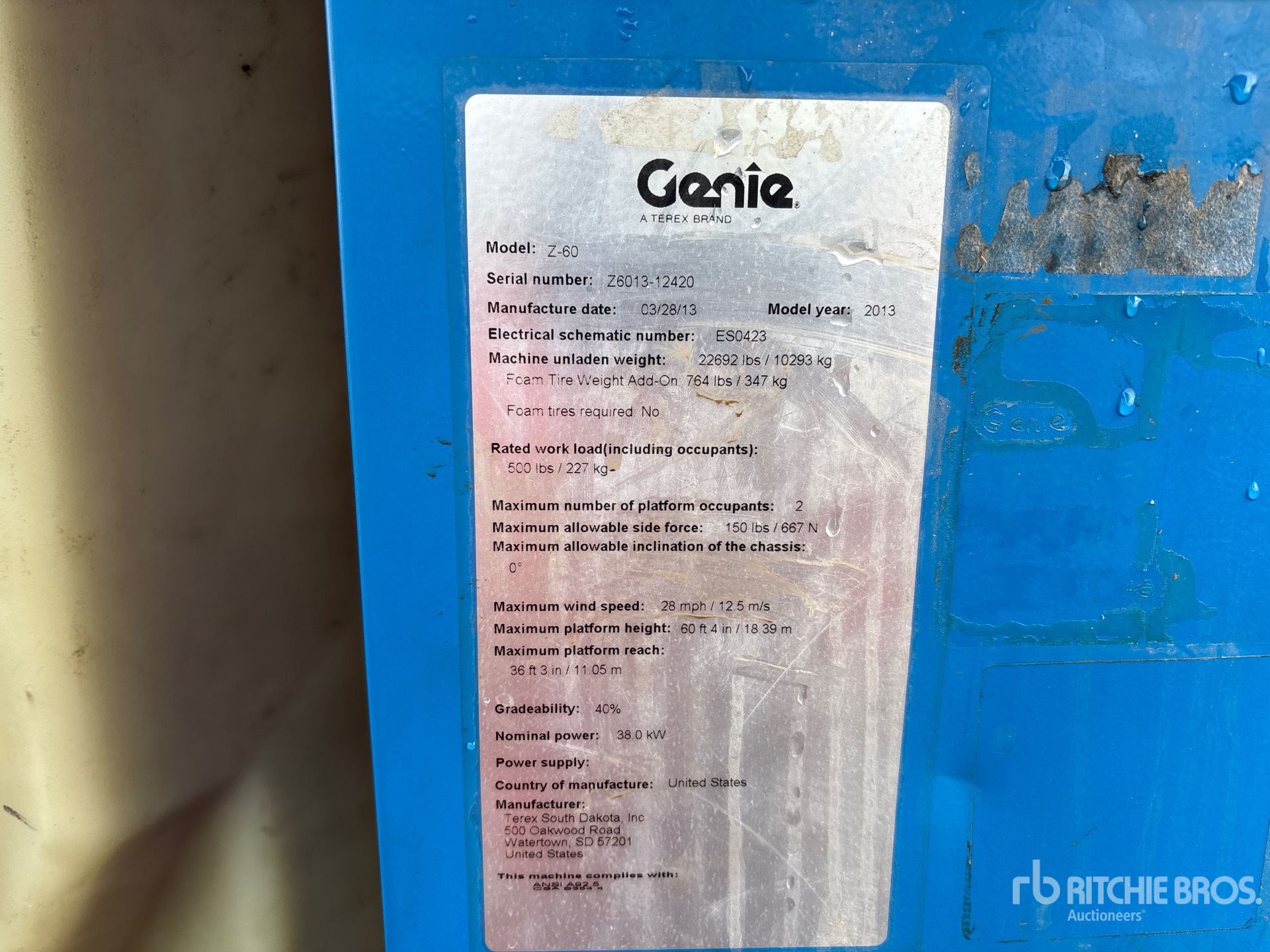 General Appearance with N.º de serie/VIN