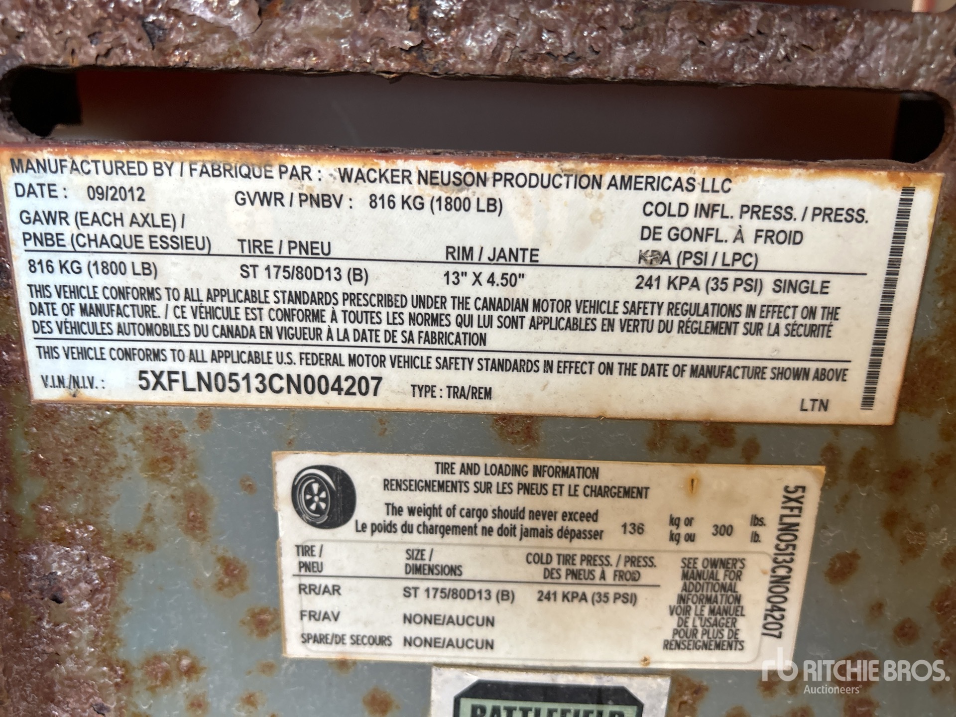 General Appearance with Serial Number / VIN