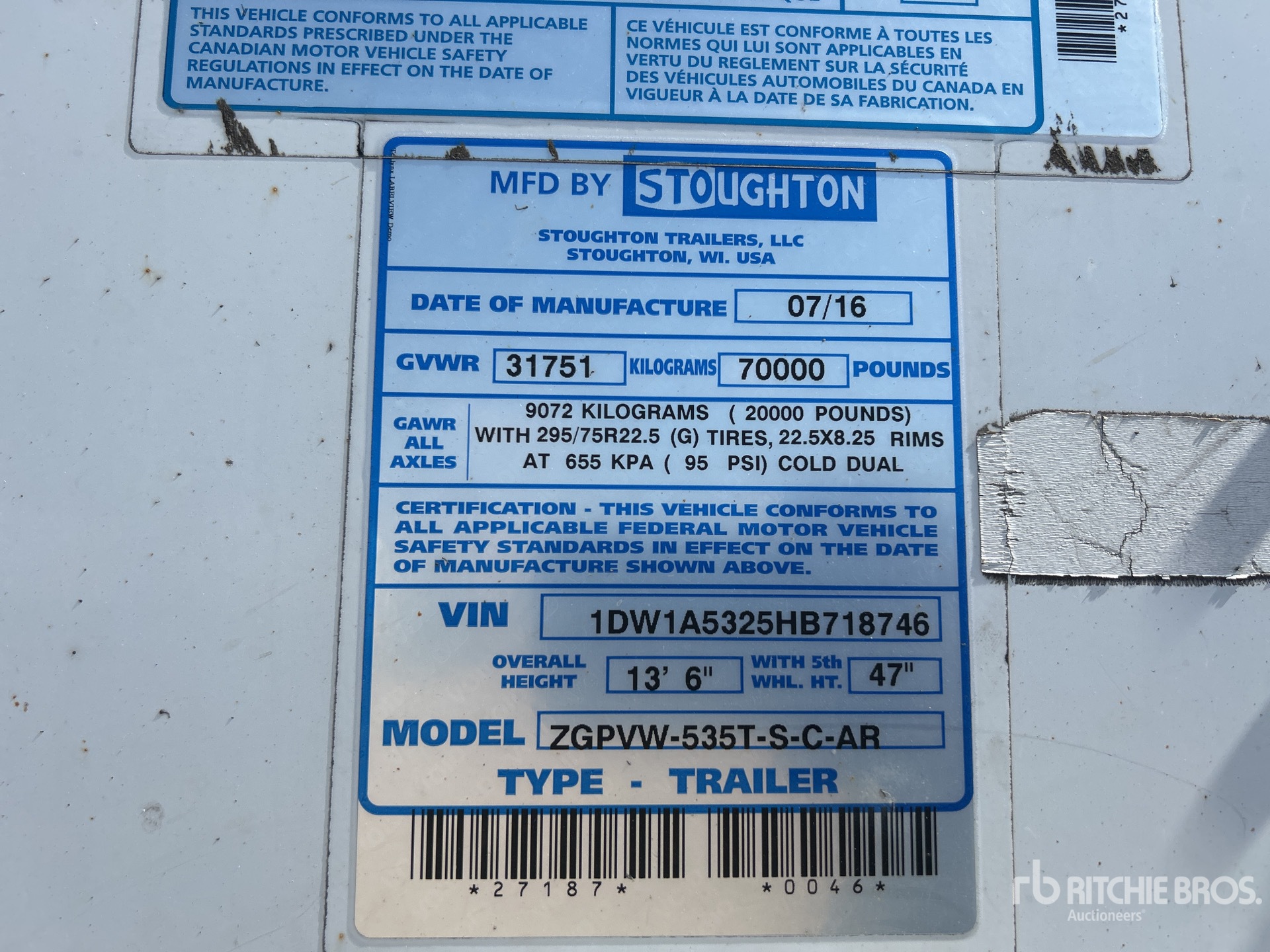 General Appearance with Serial Number / VIN