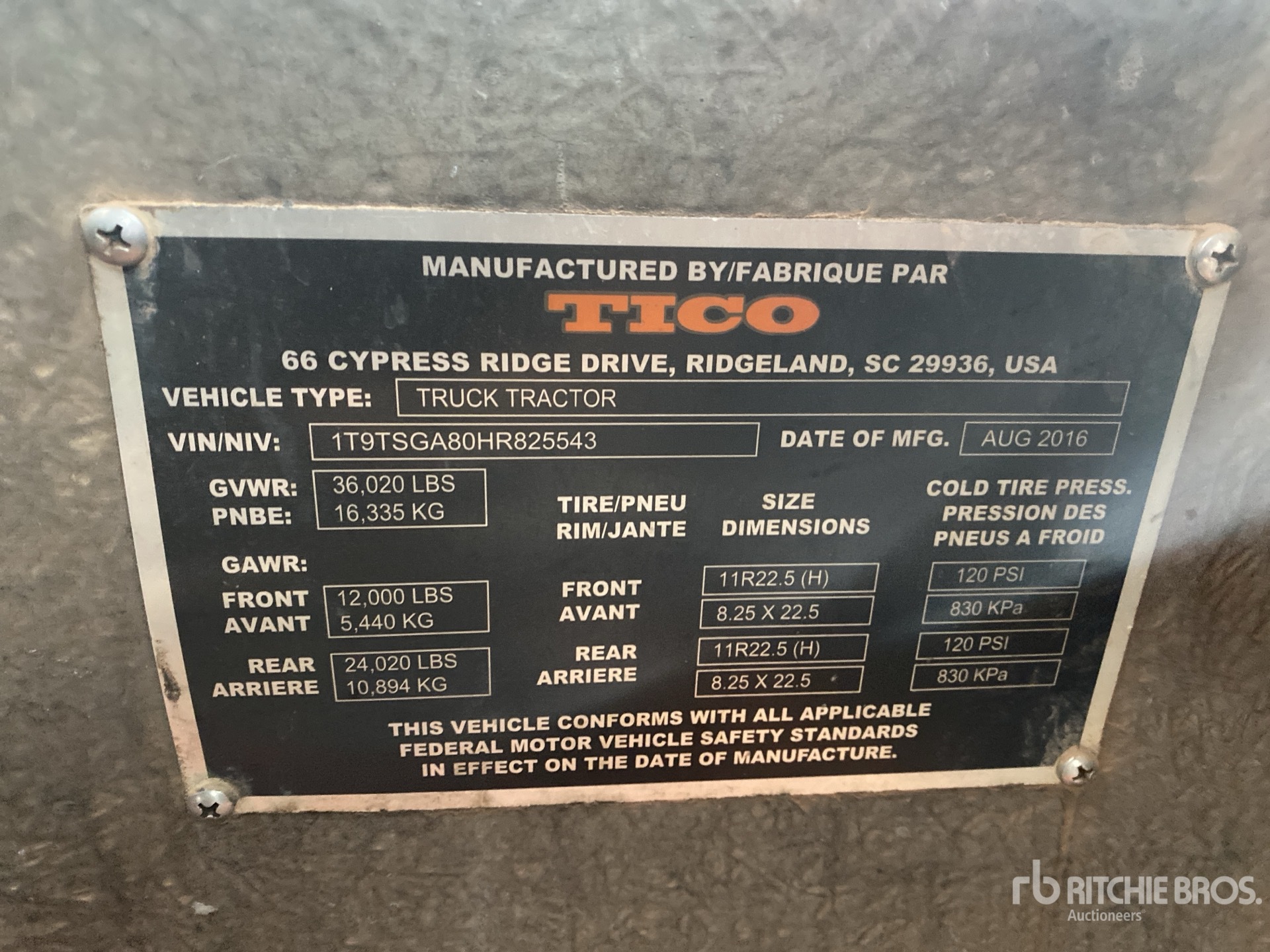 General Appearance with Serial Number / VIN