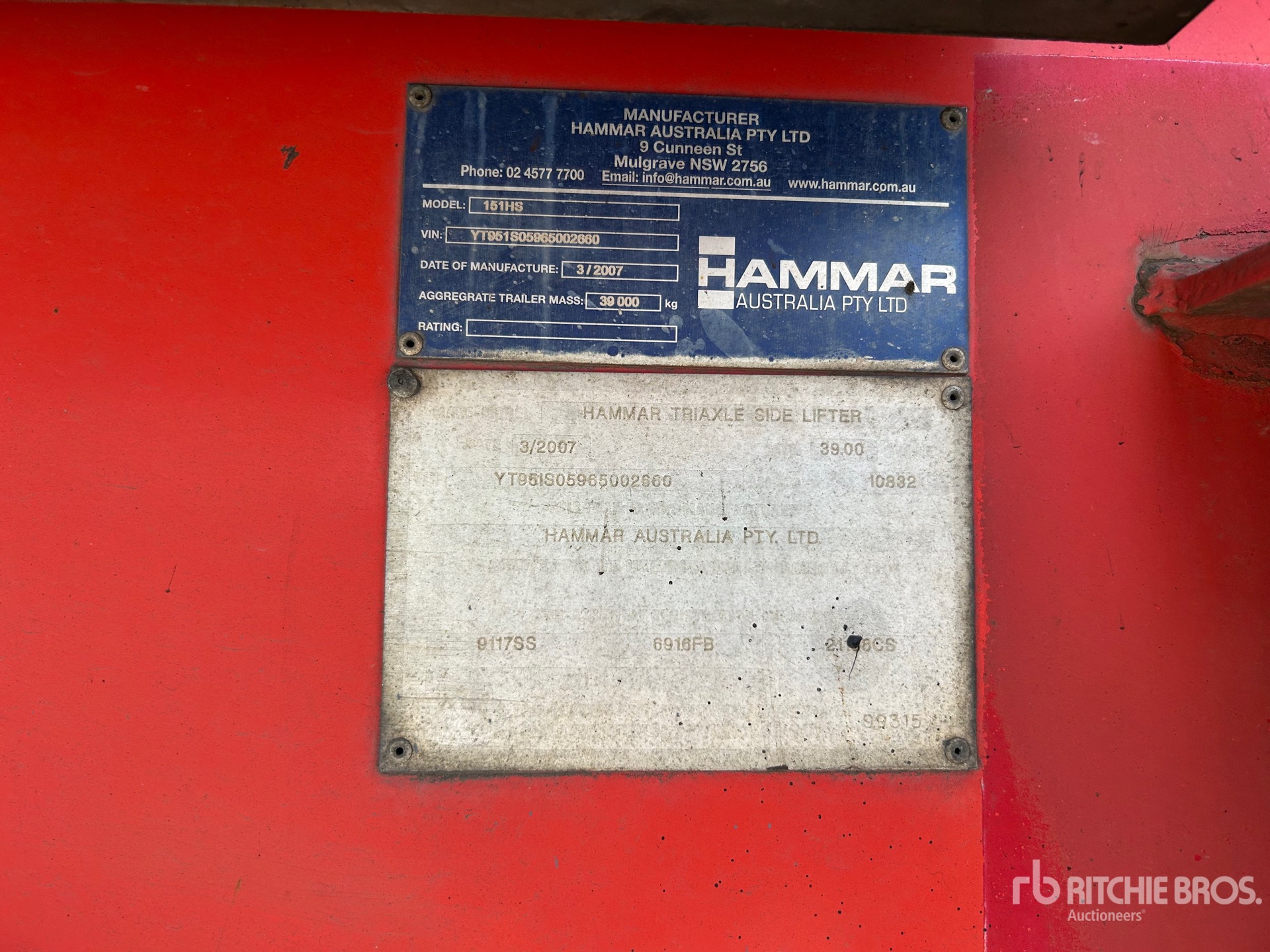 General Appearance with Serial Number / VIN