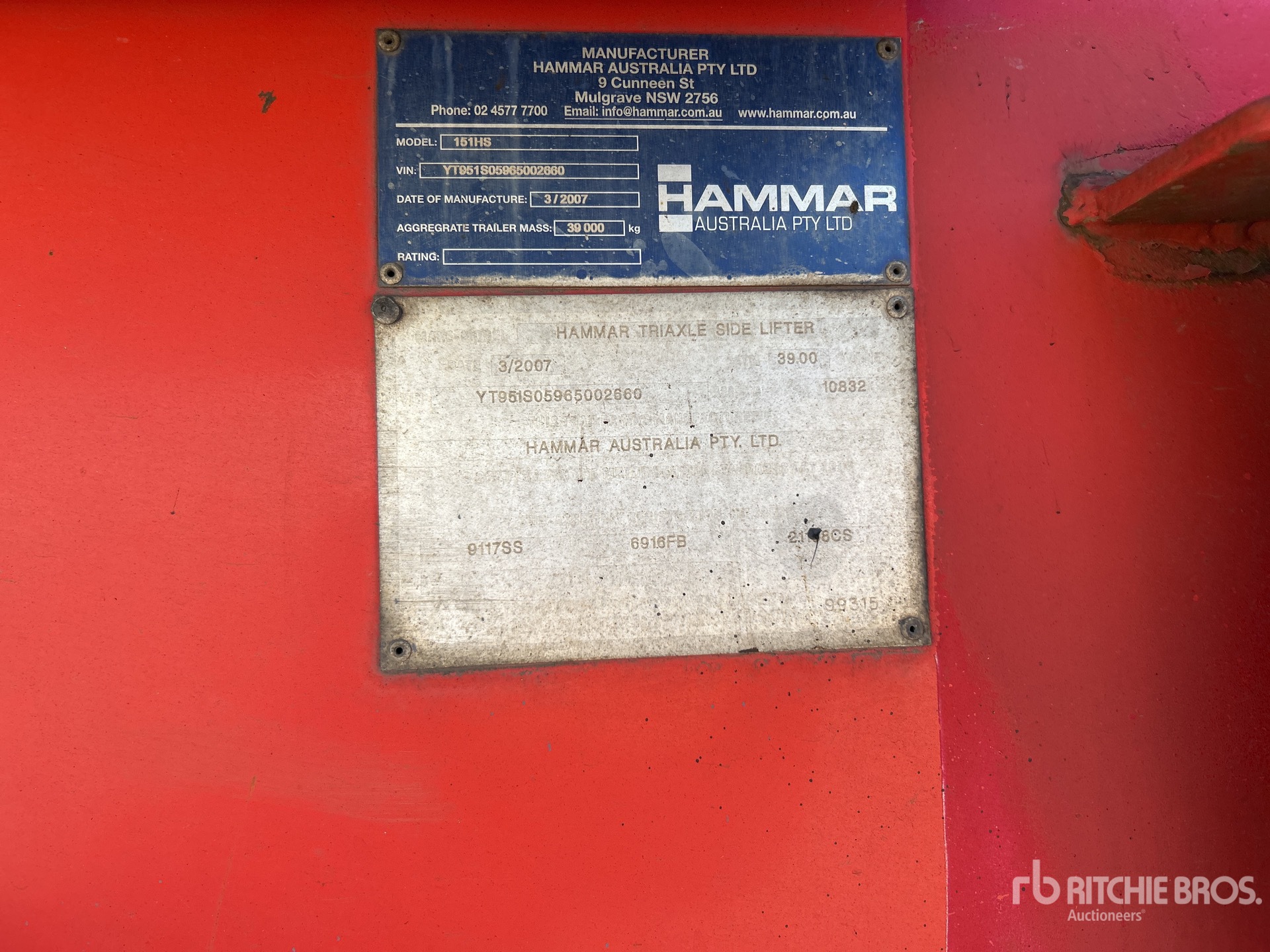 General Appearance with Serial Number / VIN