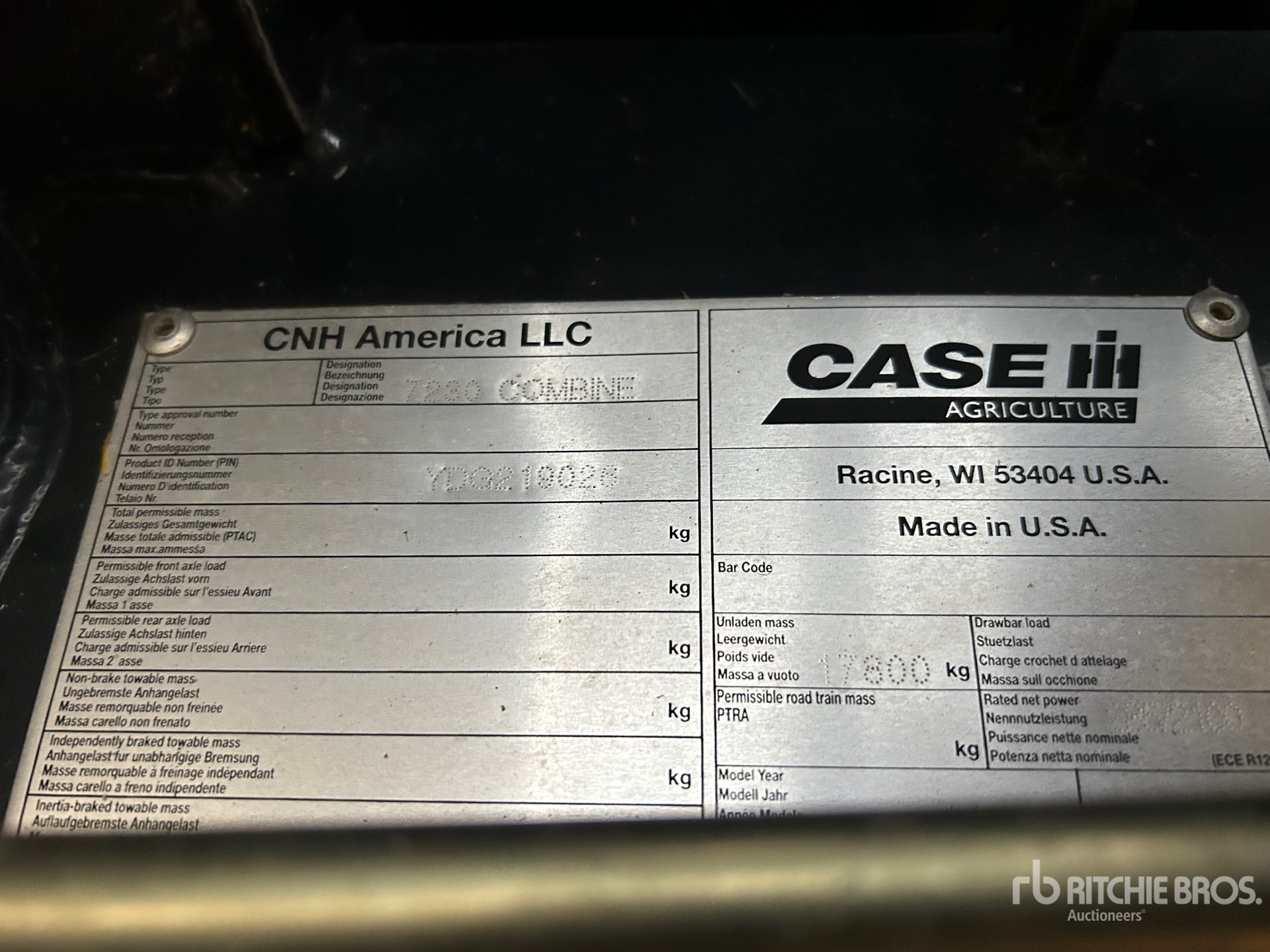 General Appearance with Serial Number / VIN