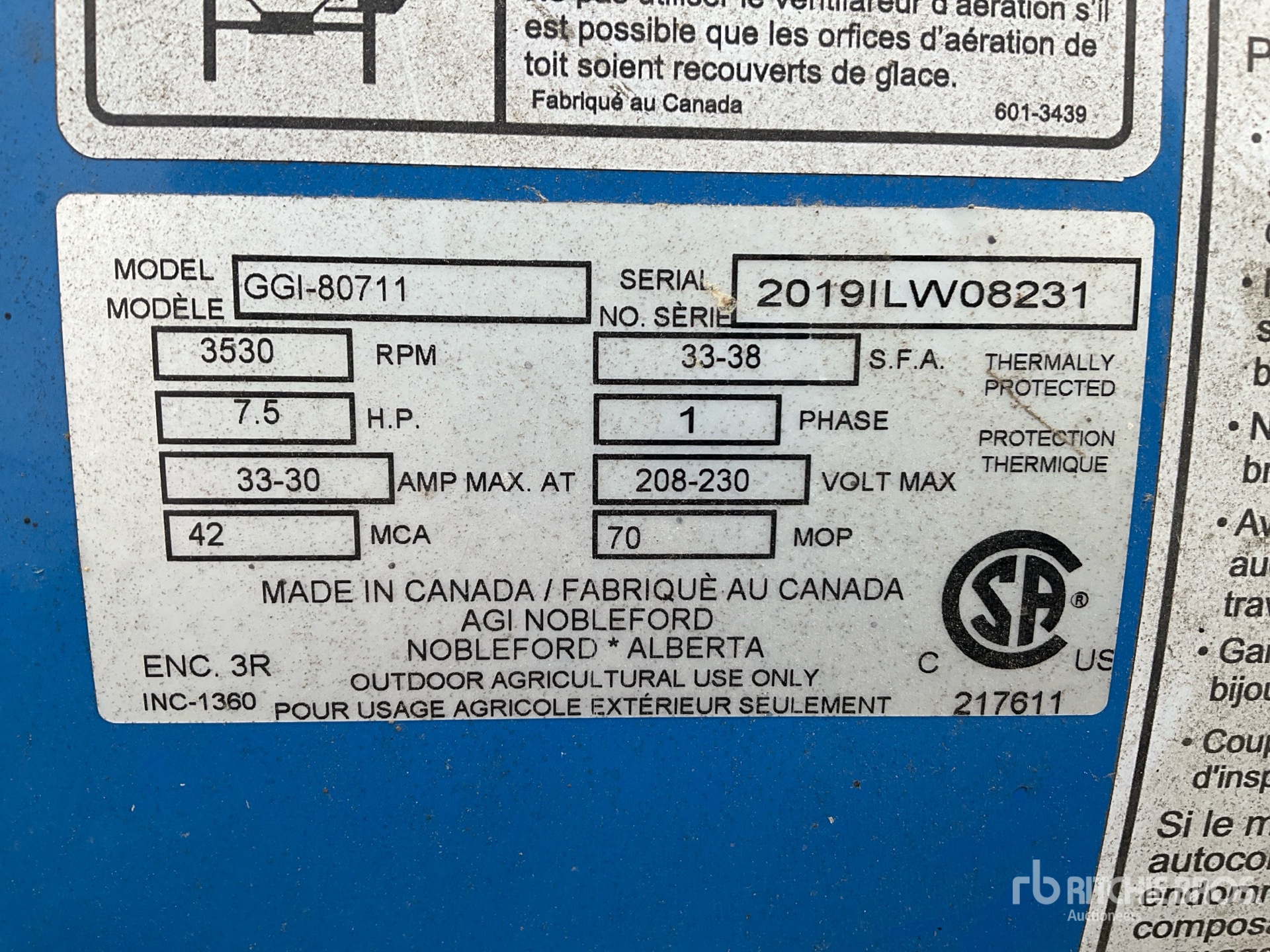 General Appearance with Serial Number / VIN