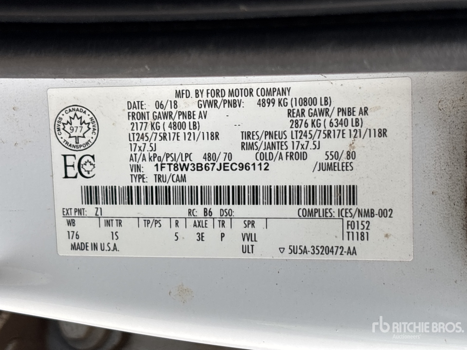 General Appearance with Serial Number / VIN