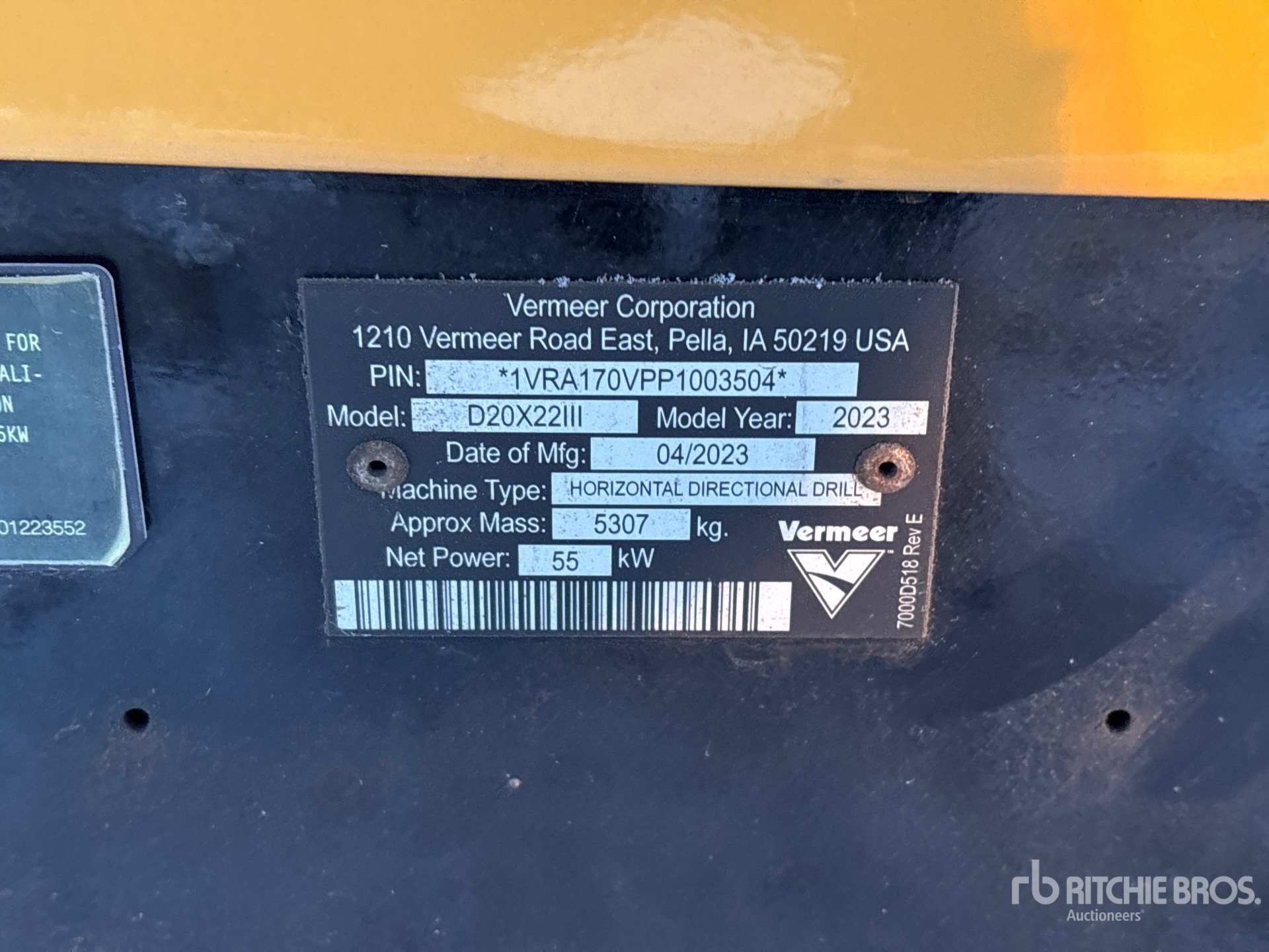 General Appearance with Serial Number / VIN